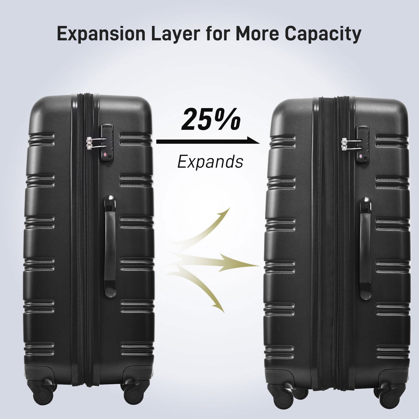 3 Piece Luggage Set Hardside Spinner Suitcase with TSA Lock 20" 24" 28" Available himalipasal