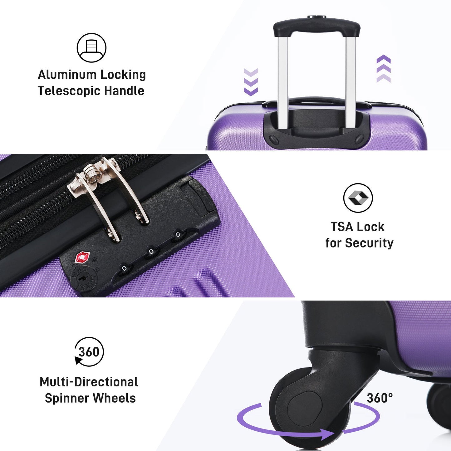 3 Piece Luggage Set Hardside Spinner Suitcase with TSA Lock 20" 24" 28" Available himalipasal