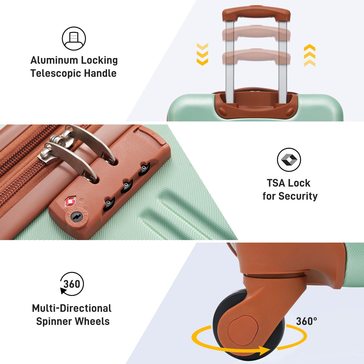 3 Piece Luggage Set Hardside Spinner Suitcase with TSA Lock 20" 24" 28" Available himalipasal