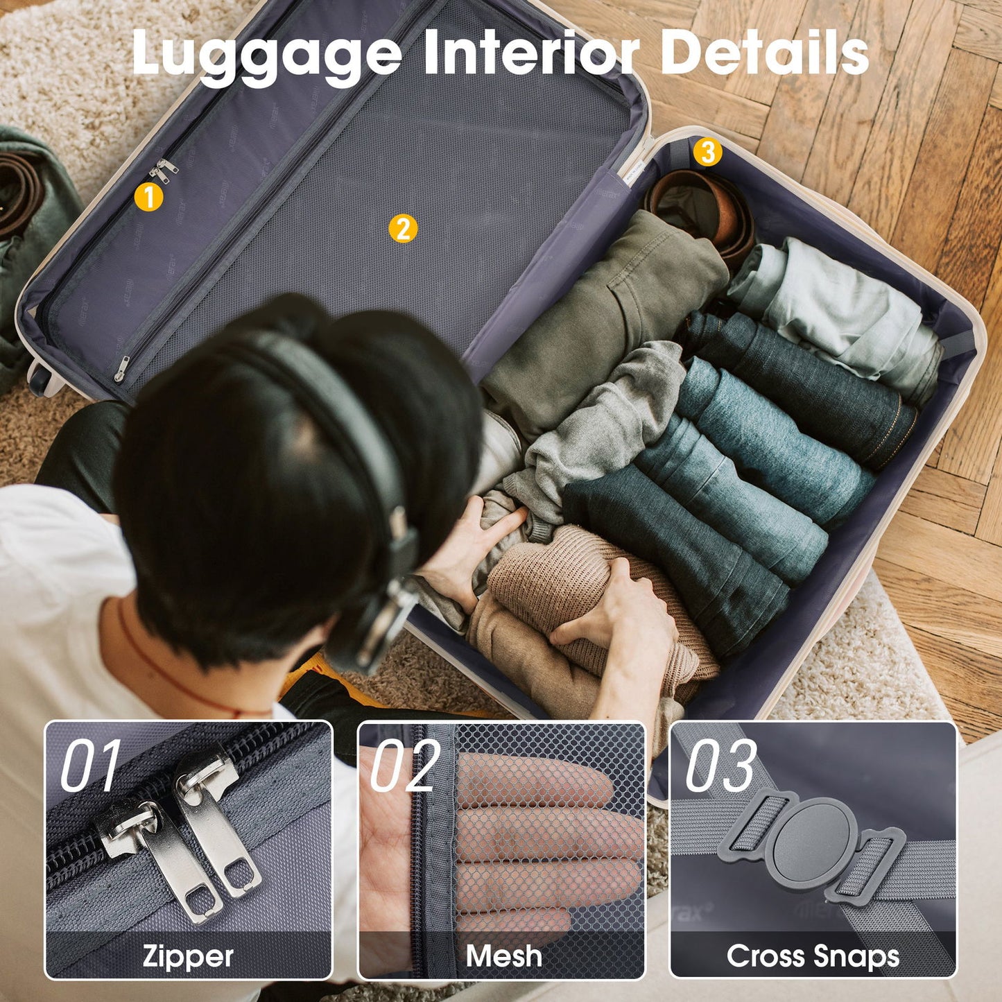 3 Piece Luggage Set Hardside Spinner Suitcase with TSA Lock 20" 24' 28" Available himalipasal