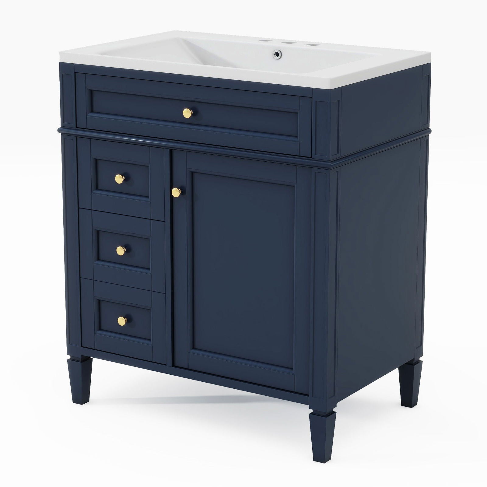 30'' Bathroom Vanity with Top Sink, Modern Bathroom Storage Cabinet with 2 Drawers and a Tip-out Drawer, Single Sink Bathroom Vanity himalipasal