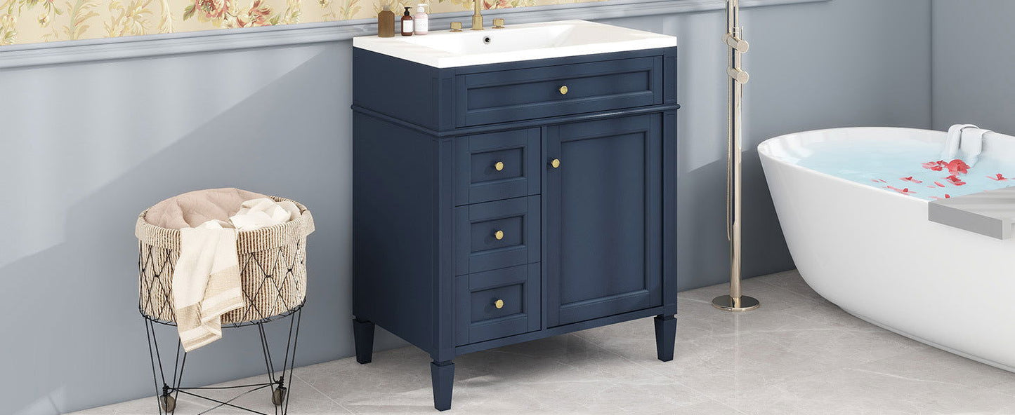 30'' Bathroom Vanity with Top Sink, Modern Bathroom Storage Cabinet with 2 Drawers and a Tip-out Drawer, Single Sink Bathroom Vanity himalipasal