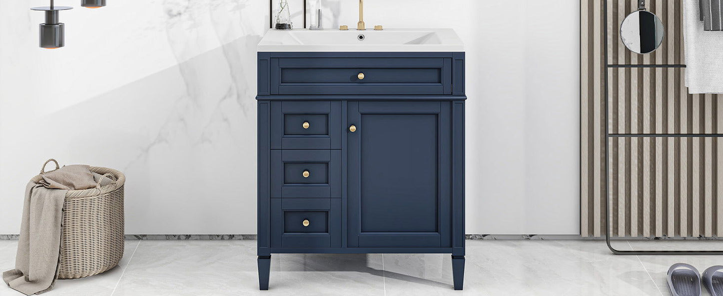 30'' Bathroom Vanity with Top Sink, Modern Bathroom Storage Cabinet with 2 Drawers and a Tip-out Drawer, Single Sink Bathroom Vanity himalipasal