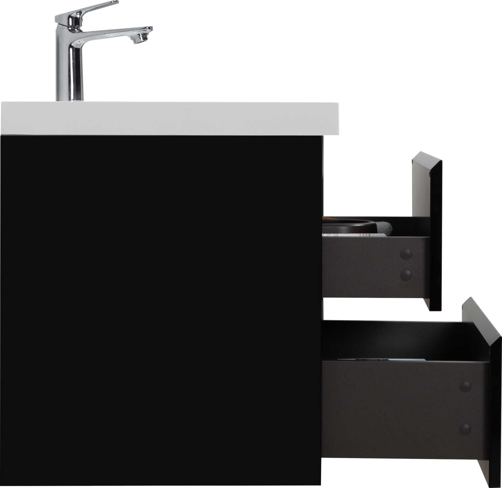 30" Floating Bathroom Vanity with Sink, Modern Wall-Mounted Bathroom Storage Vanity Cabinet with Resin Top Basin and Soft Close Drawers, Glossy Black 24V11-30GB himalipasal