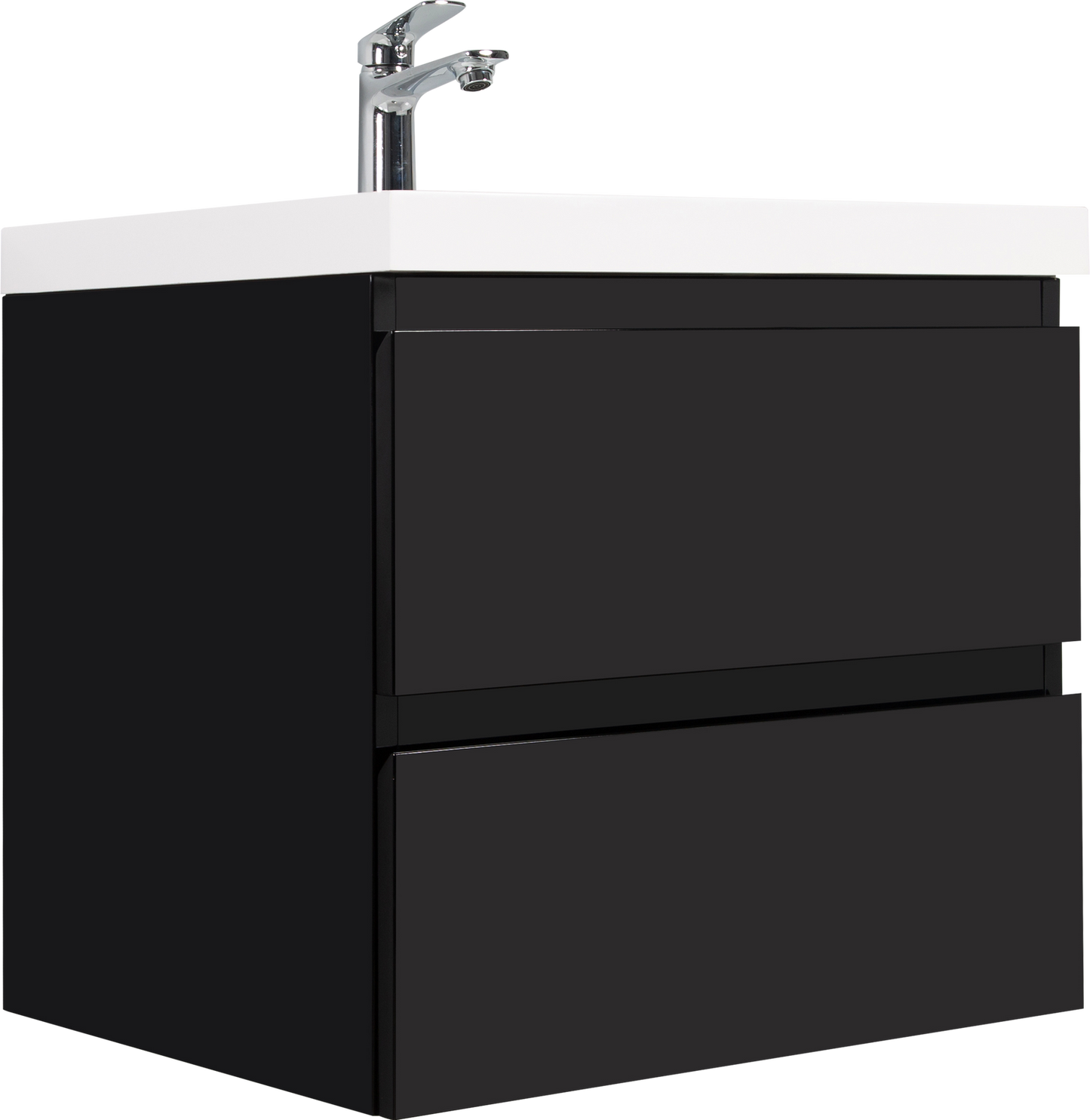 30" Floating Bathroom Vanity with Sink, Modern Wall-Mounted Bathroom Storage Vanity Cabinet with Resin Top Basin and Soft Close Drawers, Glossy Black 24V11-30GB himalipasal