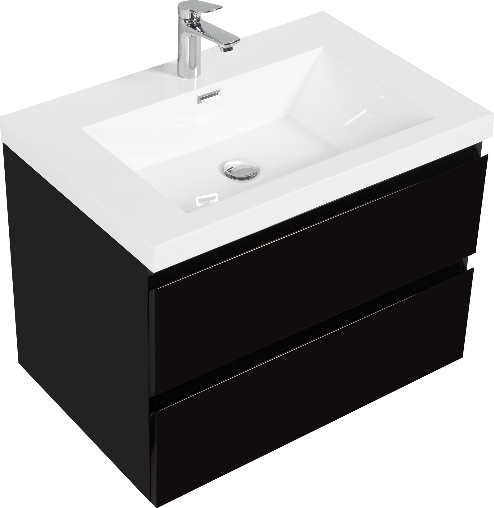 30" Floating Bathroom Vanity with Sink, Modern Wall-Mounted Bathroom Storage Vanity Cabinet with Resin Top Basin and Soft Close Drawers, Glossy Black 24V11-30GB himalipasal