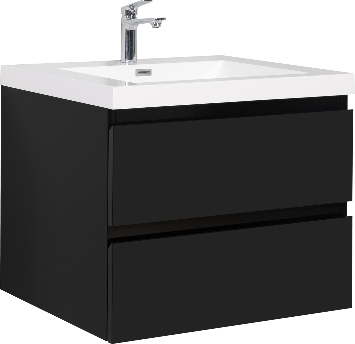 30" Floating Bathroom Vanity with Sink, Modern Wall-Mounted Bathroom Storage Vanity Cabinet with Resin Top Basin and Soft Close Drawers, Glossy Black 24V11-30GB himalipasal