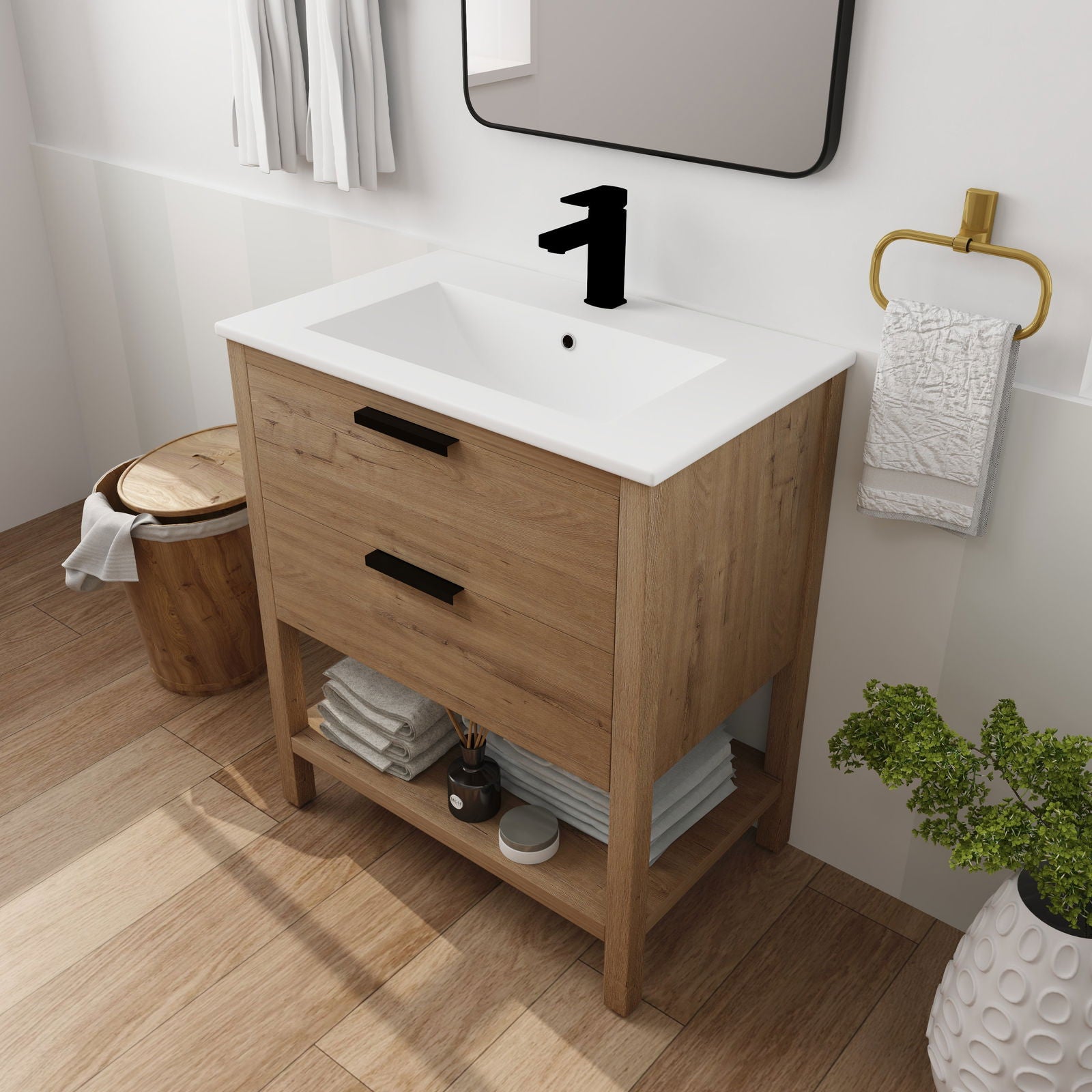 30 Inch Bathroom Vanity Plywood With 2 Drawers-BVB01030IMO-BL9075B himalipasal