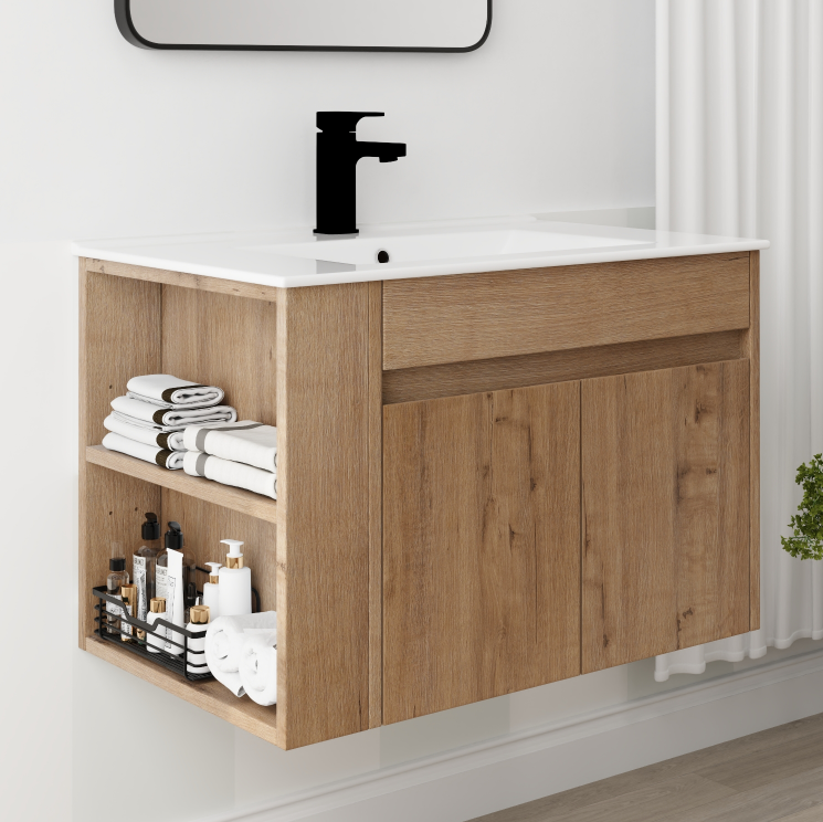 30 Inch Bathroom Vanity With Open Shelf, KD-PACKING-(Only Vanity, Without Basin) himalipasal