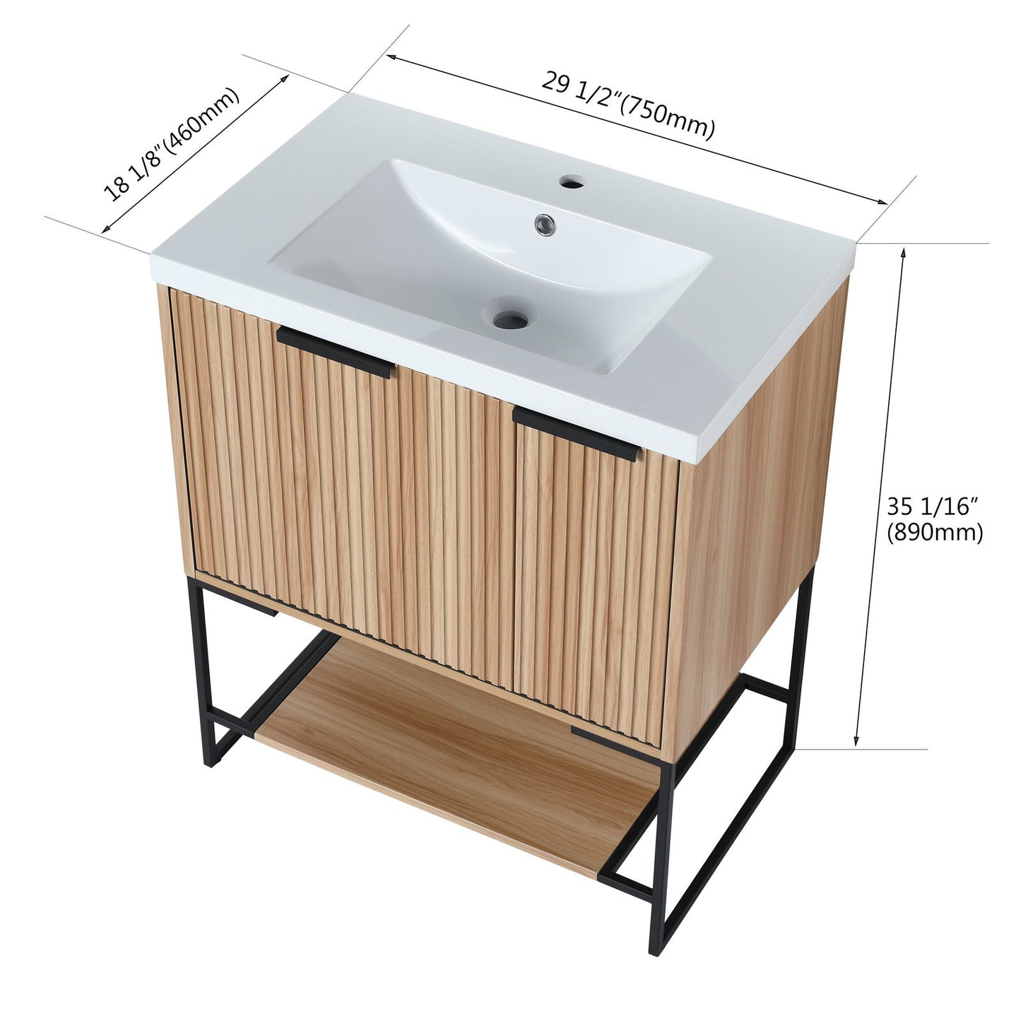 30 Inch Freestanding Bathroom Vanity With Resin Basin,30x18,(W99951318) himalipasal