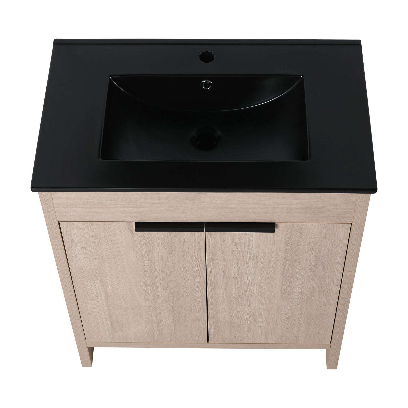 30 Inch Freestanding Bathroom Vanity with Black Ceramic Sink & 2 Soft-Close Cabinet Doors (BVB02430PLO-BL9075BK),W1286S00019 himalipasal