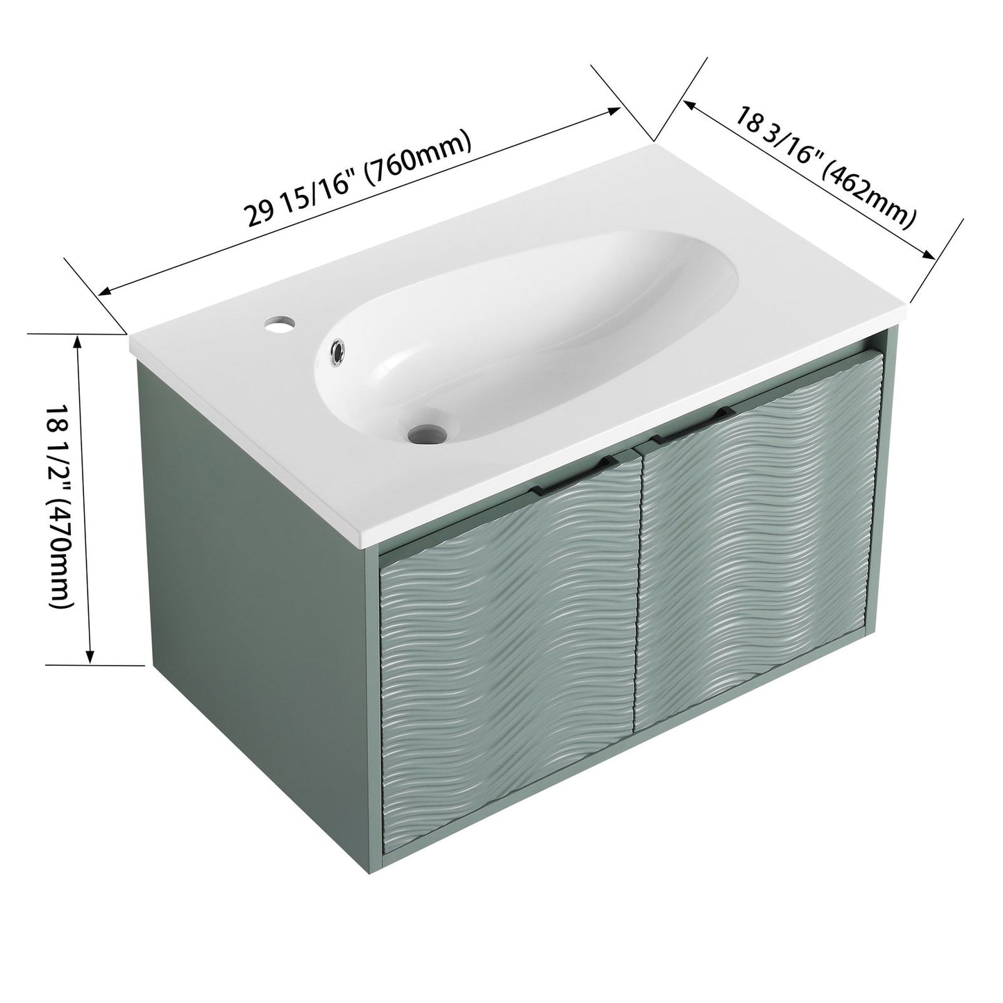 30 Inch Wall Mounted Bathroom Vanity, Soft Close Doors, For Small Bathroom (KD-Packing) himalipasal