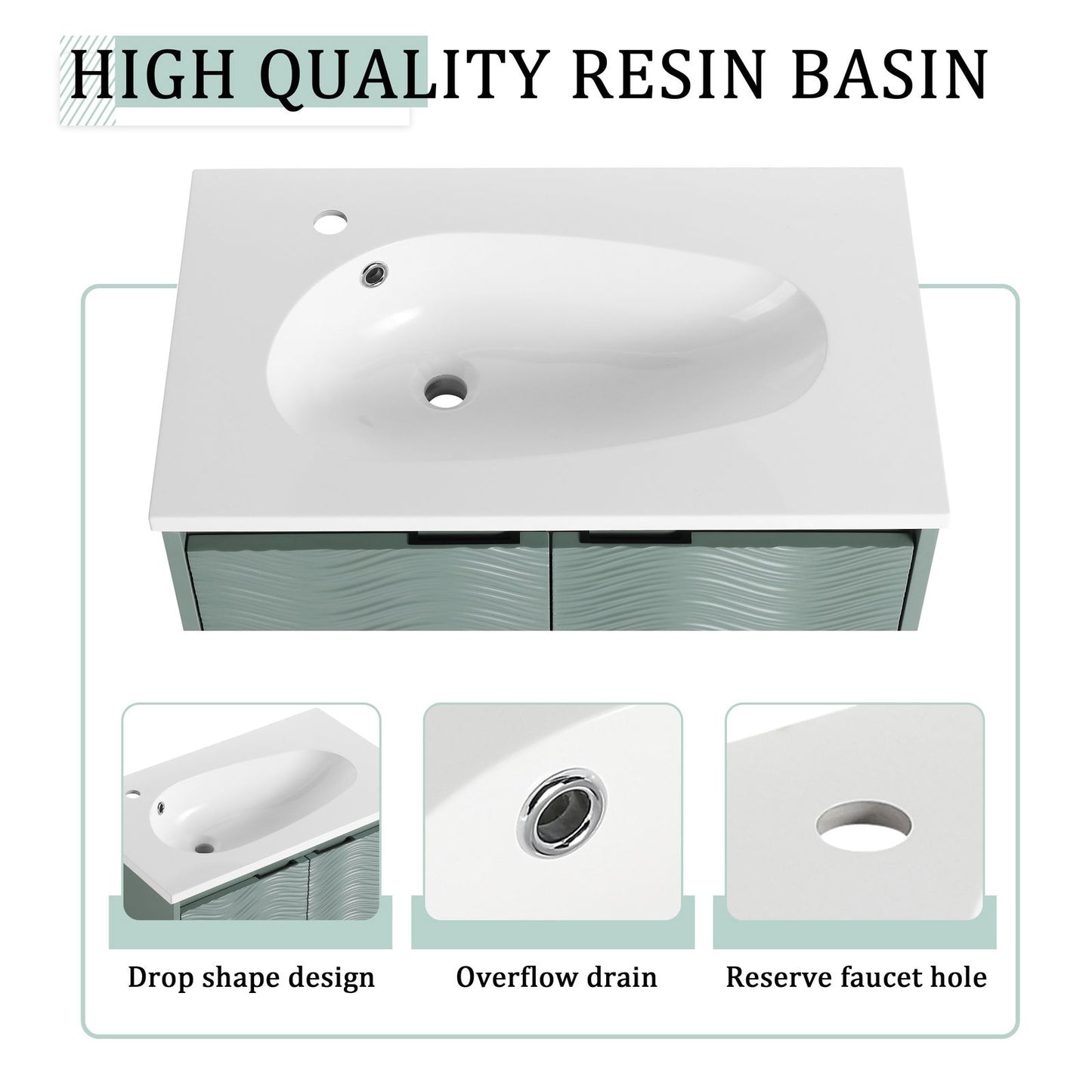 30 Inch Wall Mounted Bathroom Vanity, Soft Close Doors, For Small Bathroom (KD-Packing) himalipasal