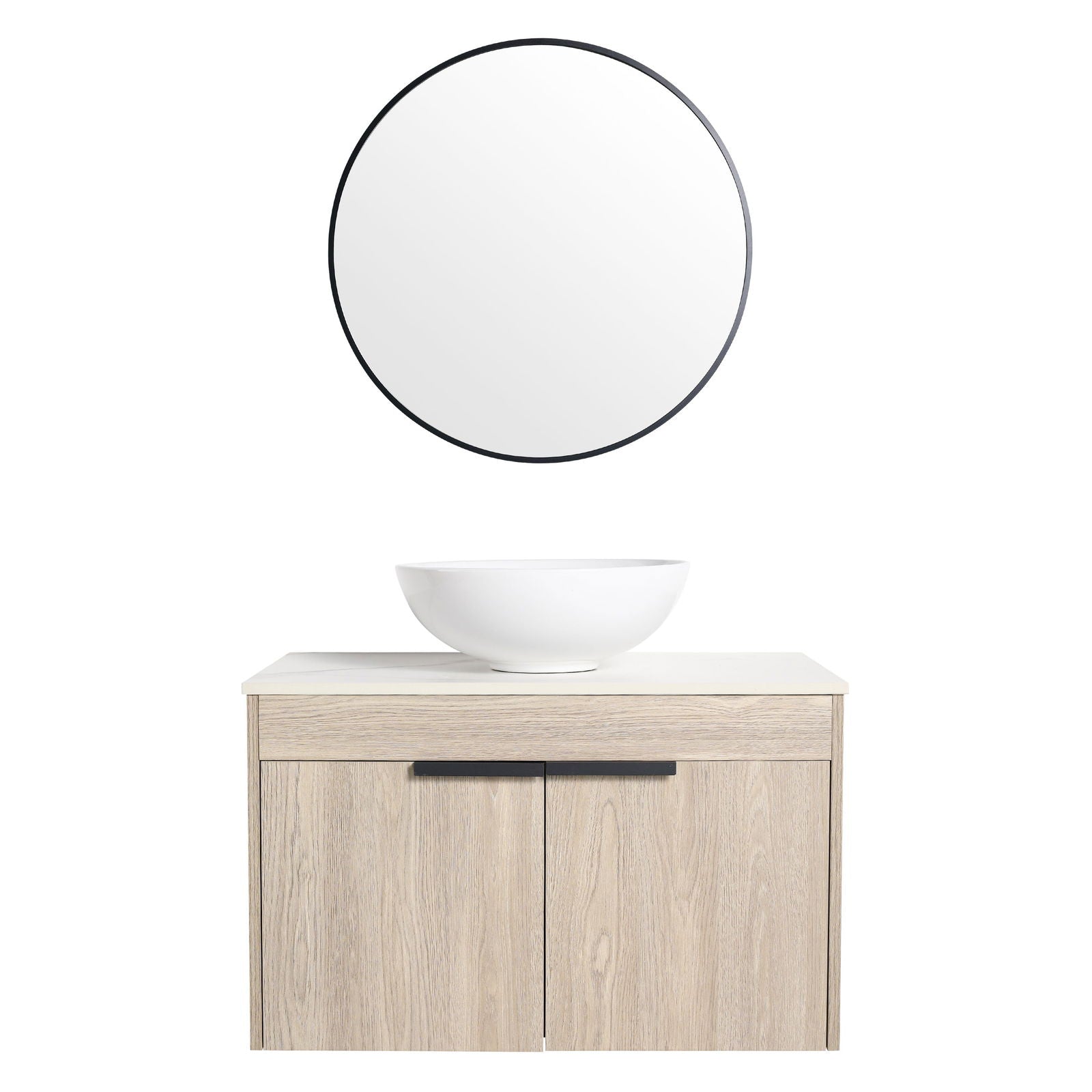 30 " Modern Design Float Bathroom Vanity With Ceramic Basin Set, Wall Mounted White Oak Vanity With Soft Close Door,KD-Packing,KD-Packing,2 Pieces Parcel(TOP-BAB321MOWH) himalipasal