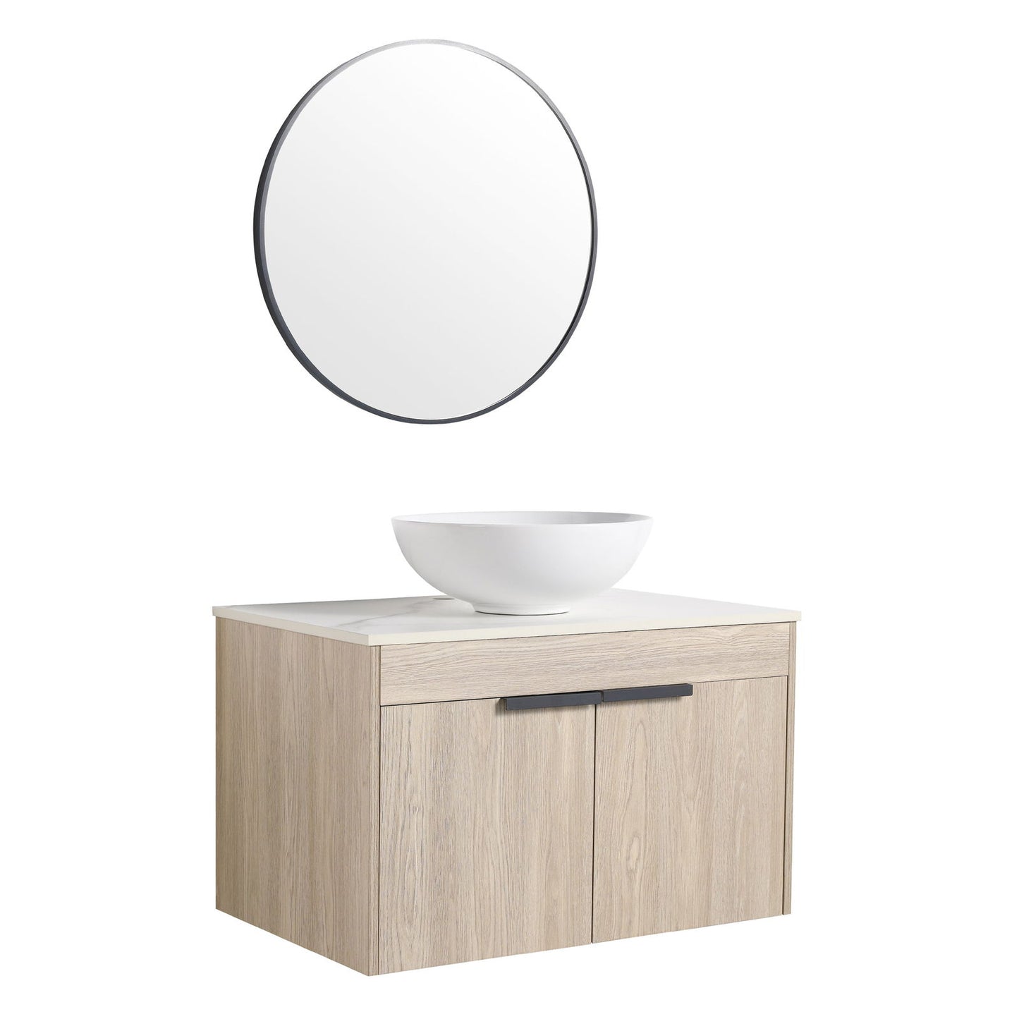 30 " Modern Design Float Bathroom Vanity With Ceramic Basin Set, Wall Mounted White Oak Vanity With Soft Close Door,KD-Packing,KD-Packing,2 Pieces Parcel(TOP-BAB321MOWH) himalipasal