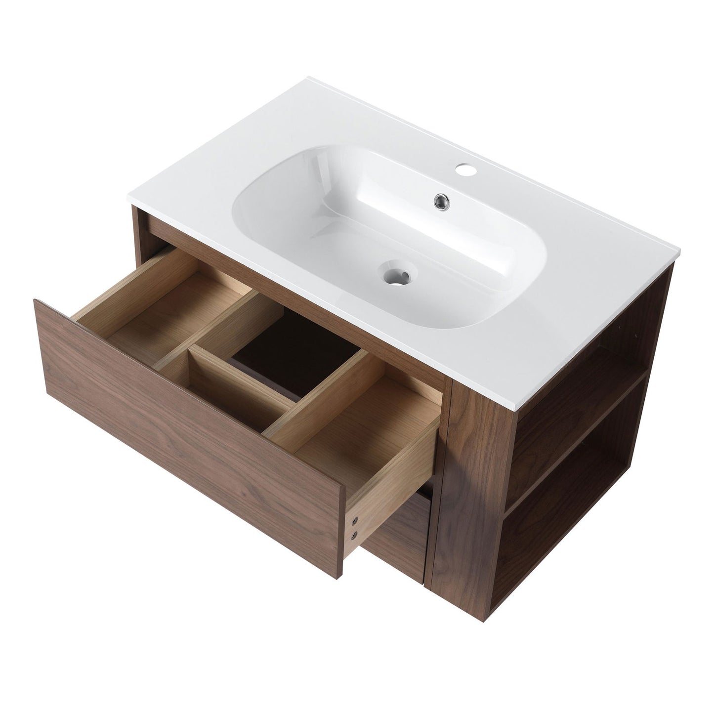 30" Wall Mounting Bathroom Vanity With Gel Sink, Soft Close Drawer himalipasal