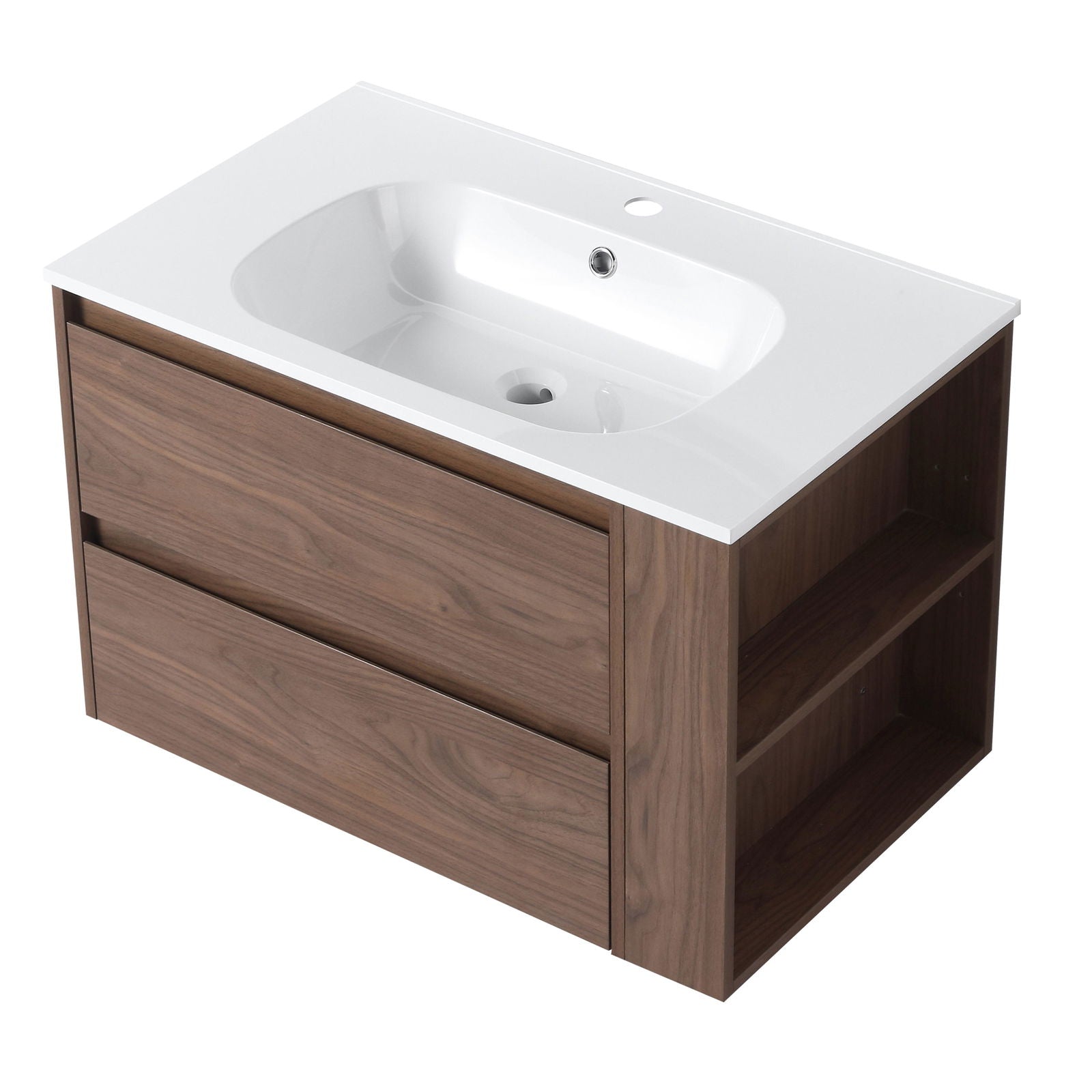 30" Wall Mounting Bathroom Vanity With Gel Sink, Soft Close Drawer himalipasal