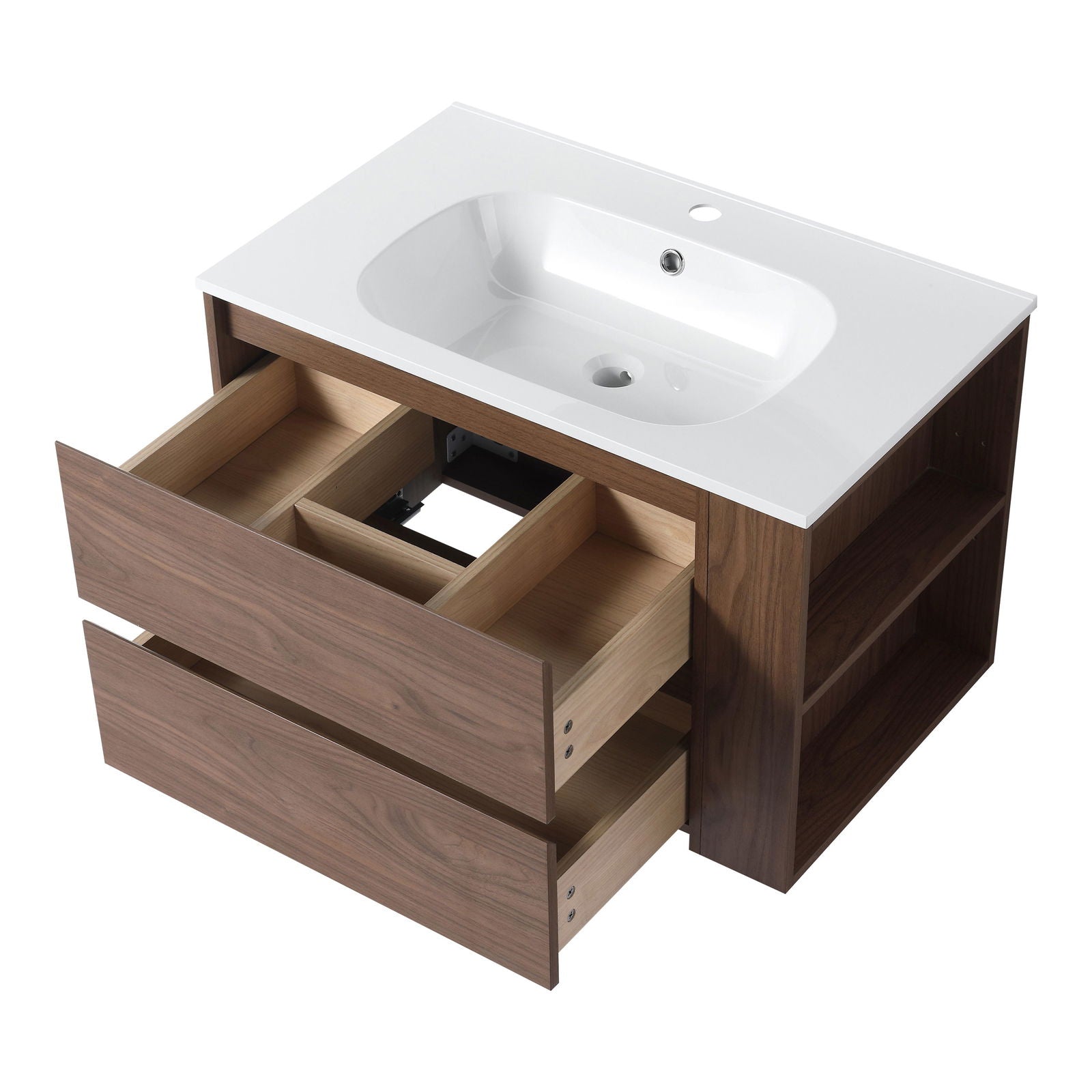 30" Wall Mounting Bathroom Vanity With Gel Sink, Soft Close Drawer himalipasal