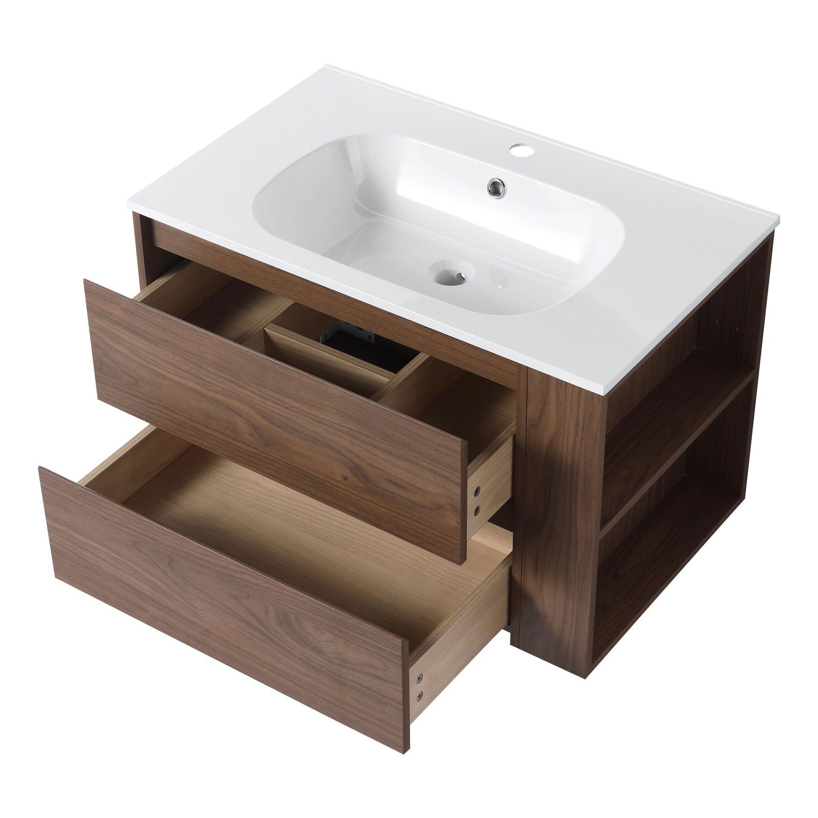 30" Wall Mounting Bathroom Vanity With Gel Sink, Soft Close Drawer himalipasal