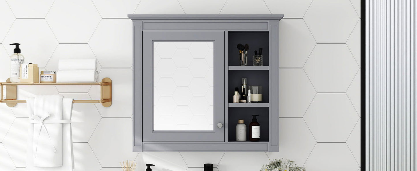 30'' x 28'' Medicine Cabinet, Wall Mounted Bathroom Storage Cabinet, Modern Bathroom Wall Cabinet with Mirror,Medicine Cabinet, Mirror Cabinet with 3 Open Shelves (Not Include Bathroom Vanity ) himalipasal