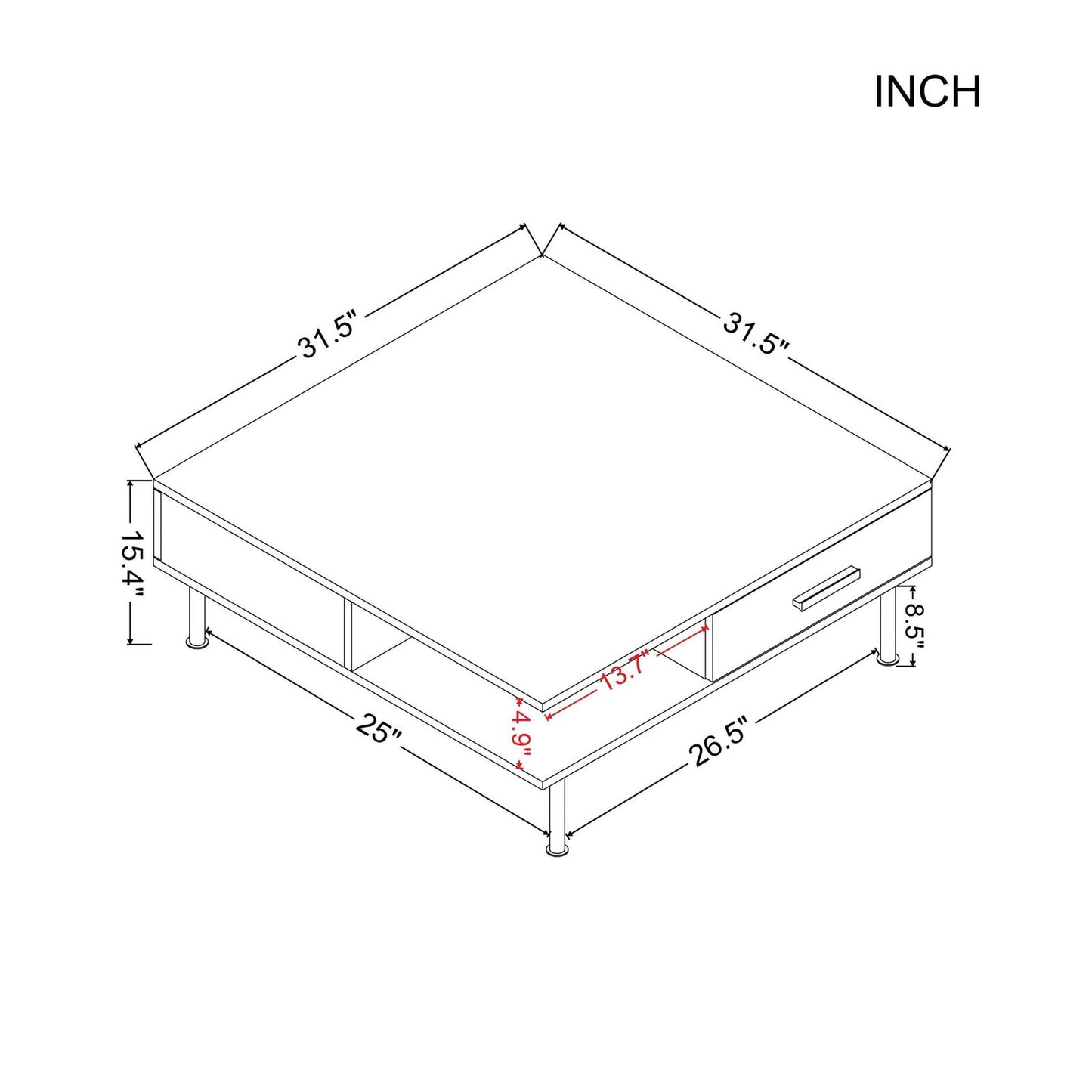 31.5” Square Coffee Table himalipasal