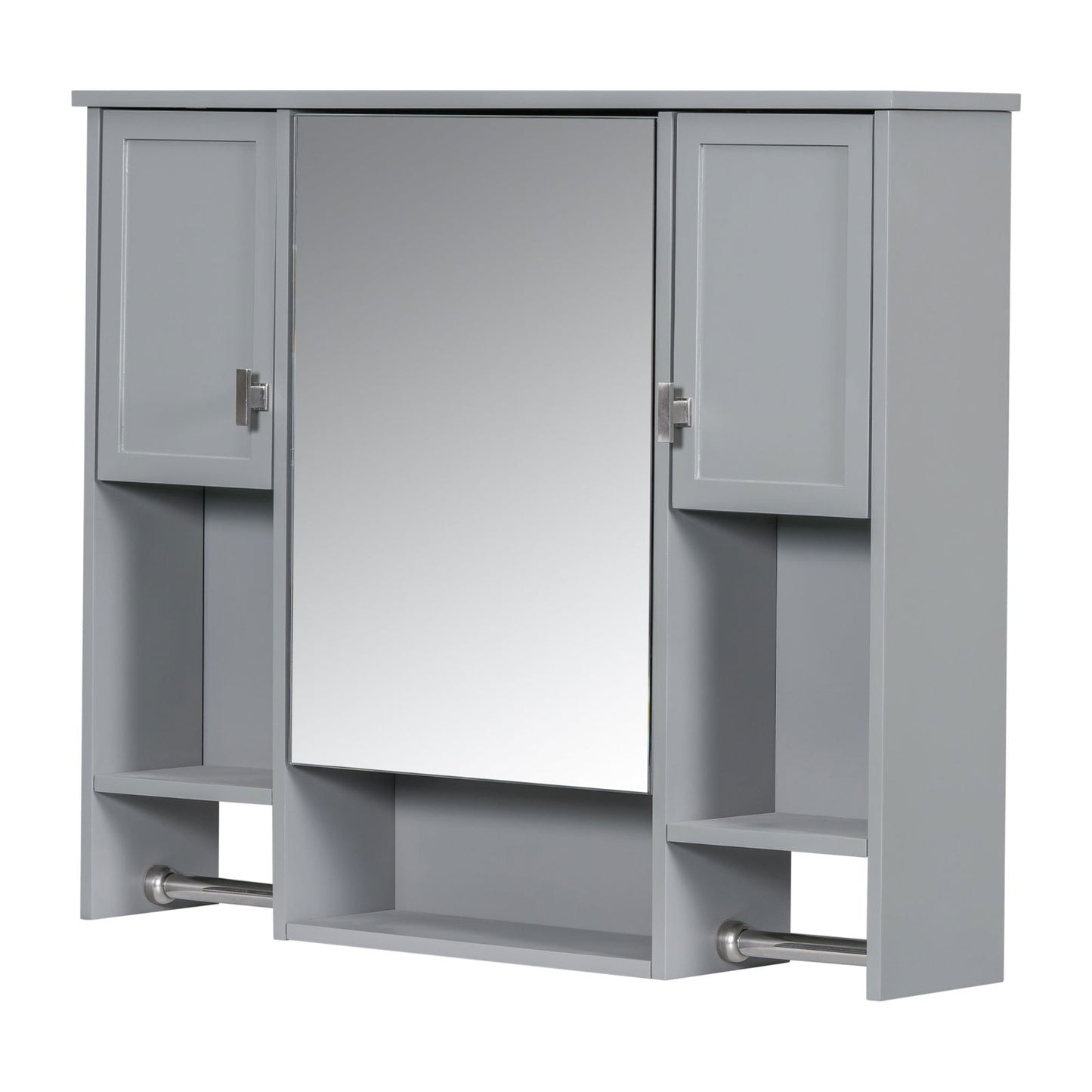 35'' x 28'' Modern Wall Mounted Bathroom Storage Cabinet, Bathroom Wall Cabinet with Mirror, Medicine Cabinet with Towels Bar himalipasal