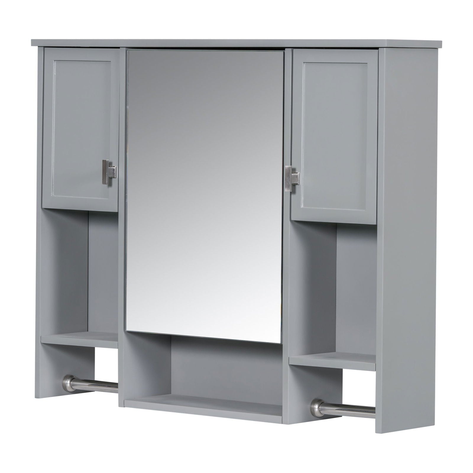 35'' x 28'' Modern Wall Mounted Bathroom Storage Cabinet, Bathroom Wall Cabinet with Mirror, Medicine Cabinet with Towels Bar himalipasal