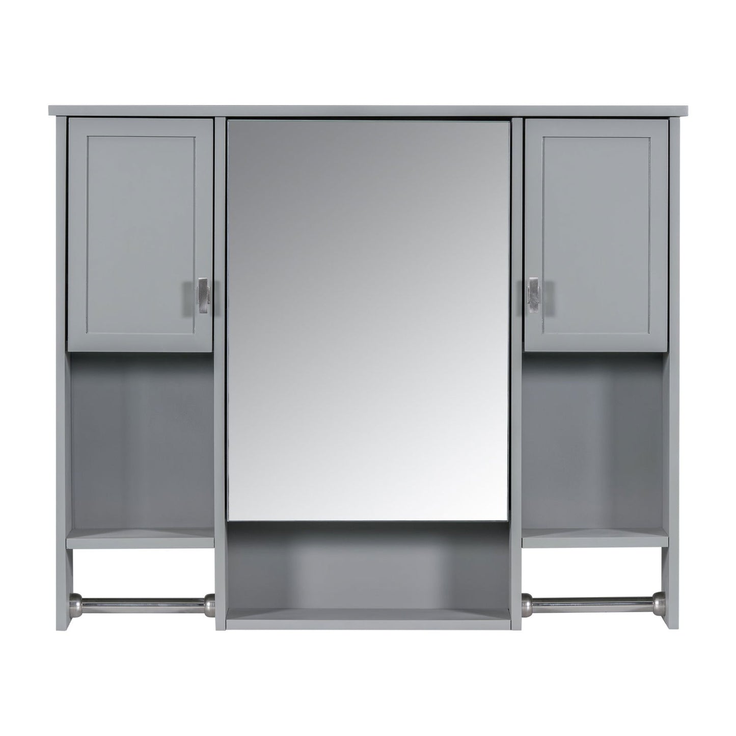 35'' x 28'' Modern Wall Mounted Bathroom Storage Cabinet, Bathroom Wall Cabinet with Mirror, Medicine Cabinet with Towels Bar himalipasal