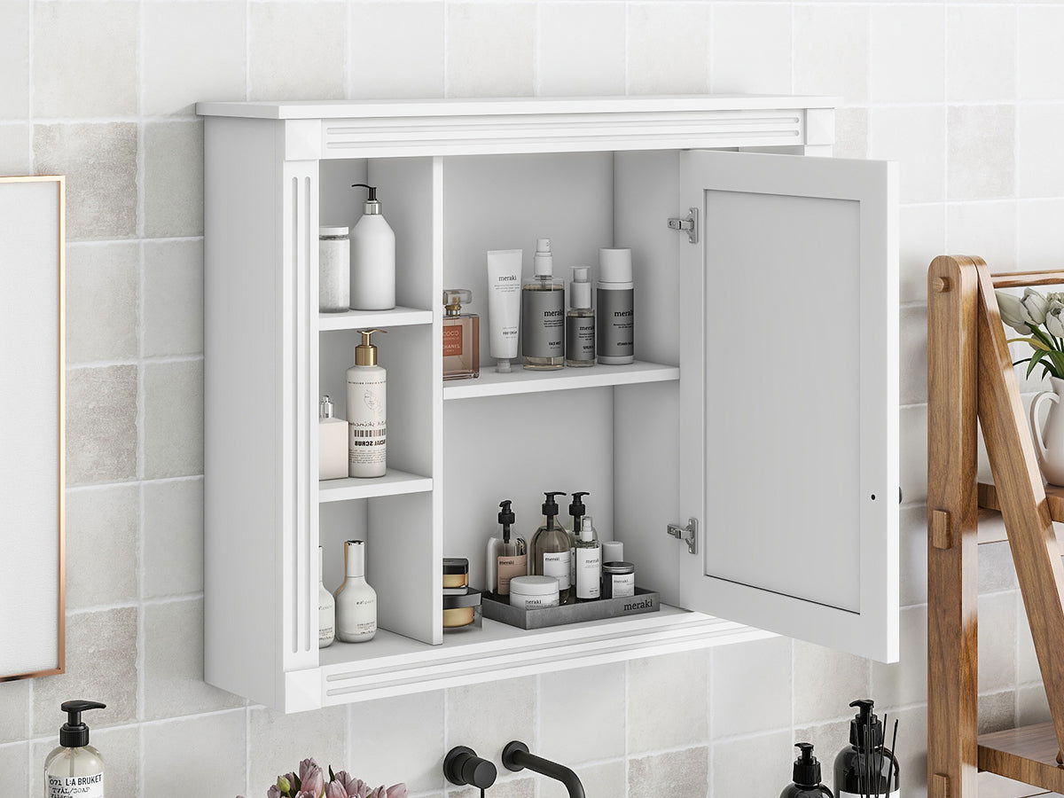 35'' x 28'' Wall Mounted Bathroom Storage Cabinet, Medicine Cabinet, Modern Bathroom Wall Cabinet with Mirror, Mirror Cabinet with 6 Open Shelves (Not Include Bathroom Vanity ) himalipasal