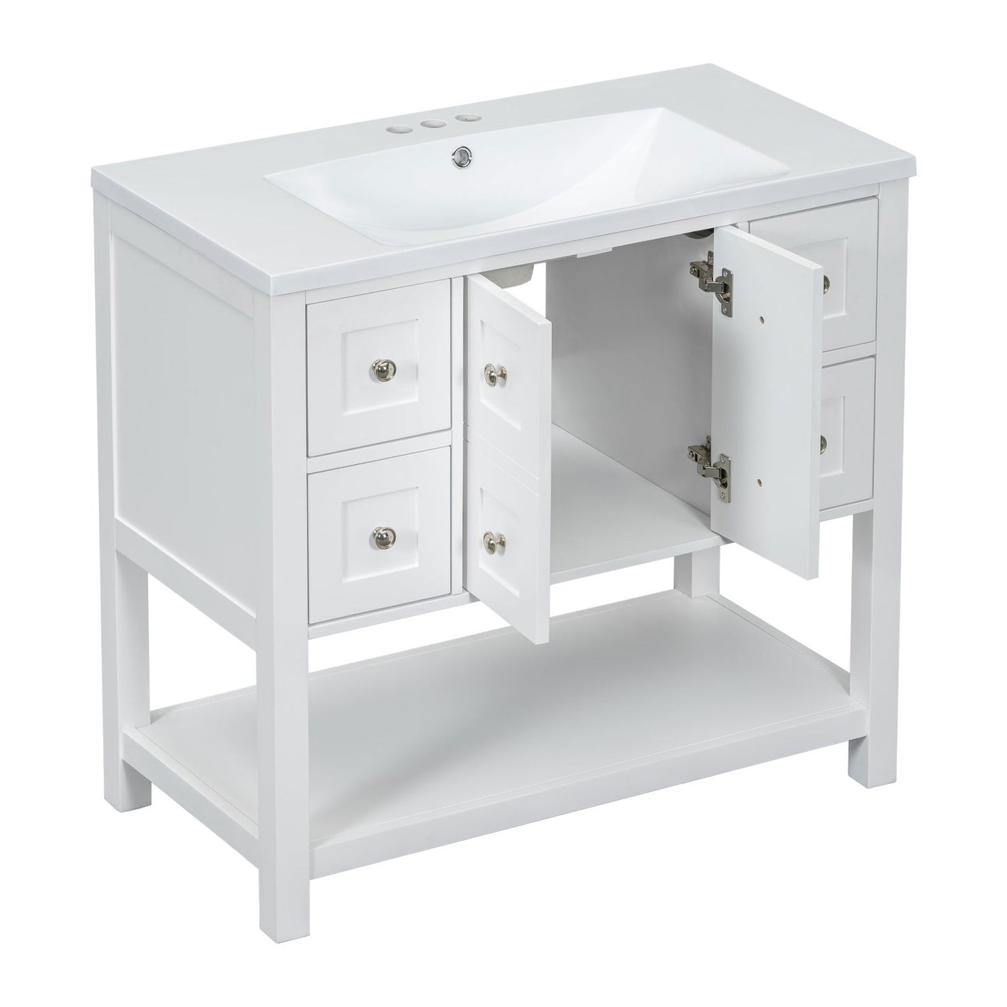 36'' Bathroom Vanity with Undermount Sink,Free Standing Vanity Set with 4 Drawers& Soft Closing Doors,Solid Wood Frame Bathroom Storage Cabinet himalipasal