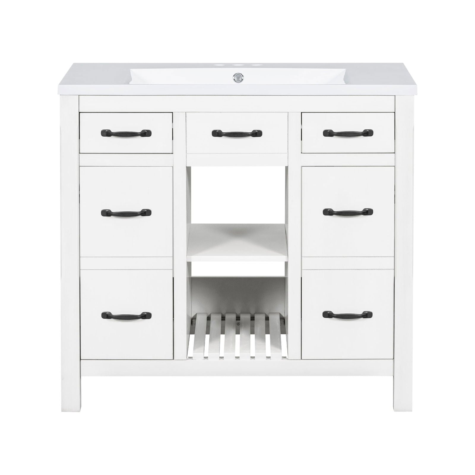 36''Bathroom Vanity with Undermount Sink,Modern Bathroom Storage Cabinet with 2 Drawers and 2 Cabinets,Solid Wood Frame Bathroom Cabinet himalipasal