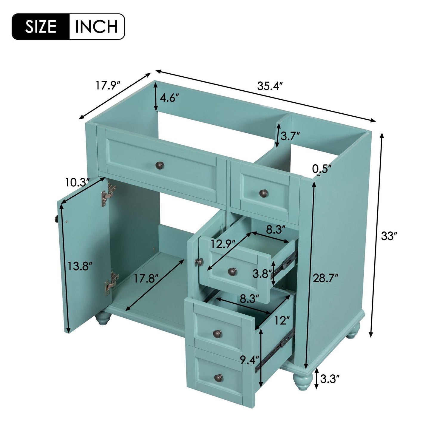 36'' Bathroom Vanity without Top Sink, Free Standing Vanity Set with 2 Drawers& Soft Closing Doors,Solid Wood Frame Bathroom Storage Cabinet (NOT INCLUDE BASIN SINK) himalipasal