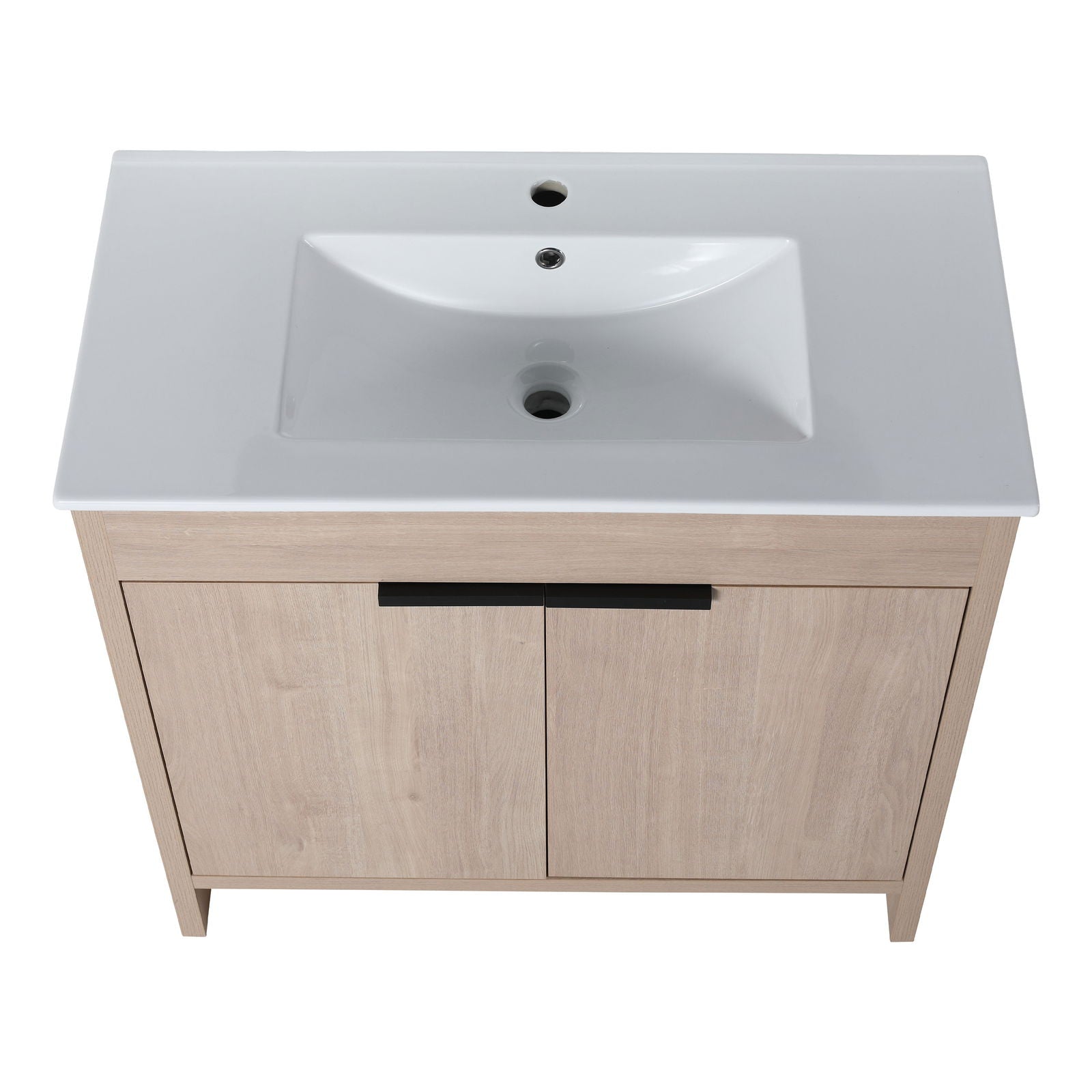 36 Inch Freestanding Bathroom Vanity with White Ceramic Sink & 2 Soft-Close Cabinet Doors (BVB02436PLO-F-BL9090B),W1286S00063 himalipasal