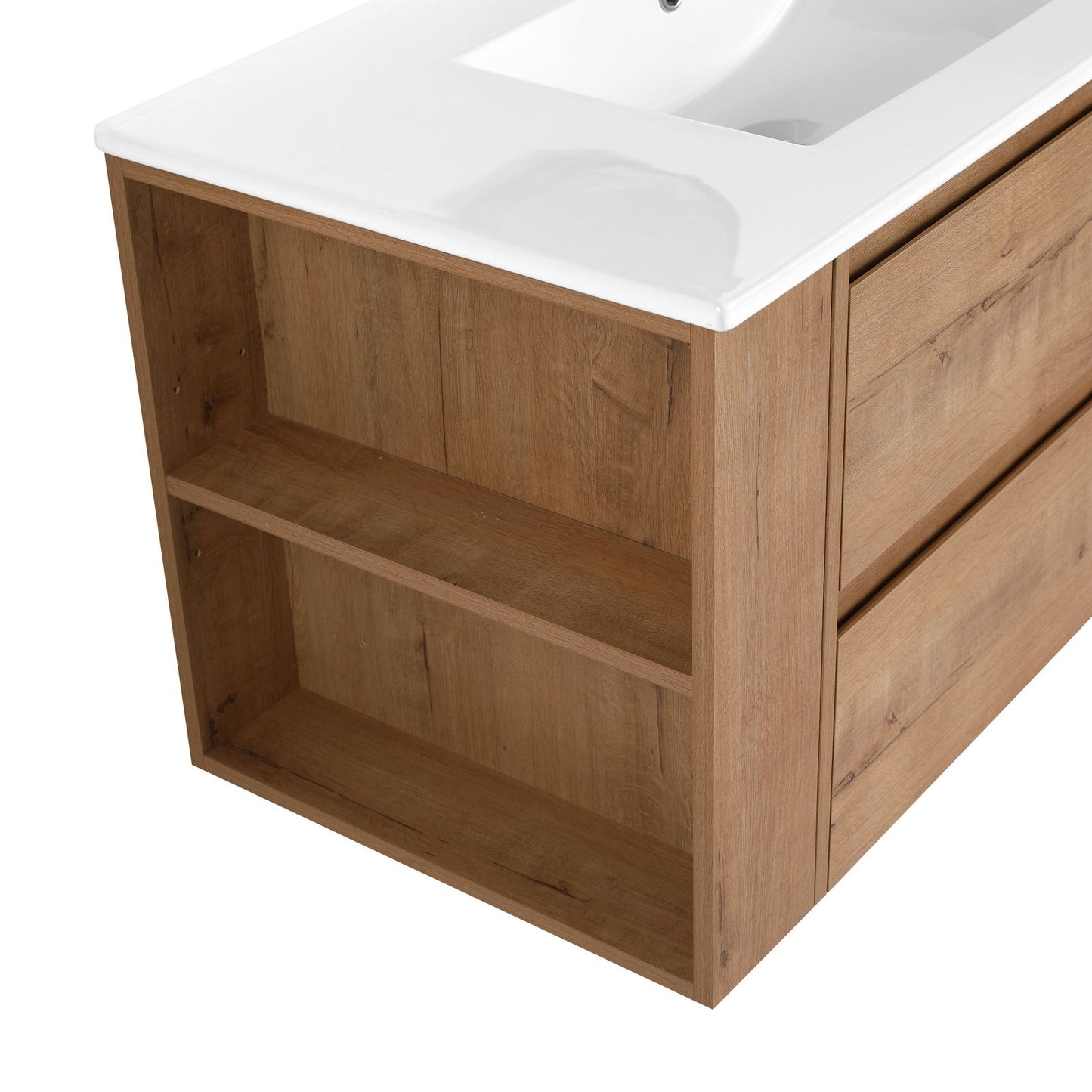 36" Wall Mounting Bathroom Vanity With Ceramic Sink, Soft Close Drawer himalipasal