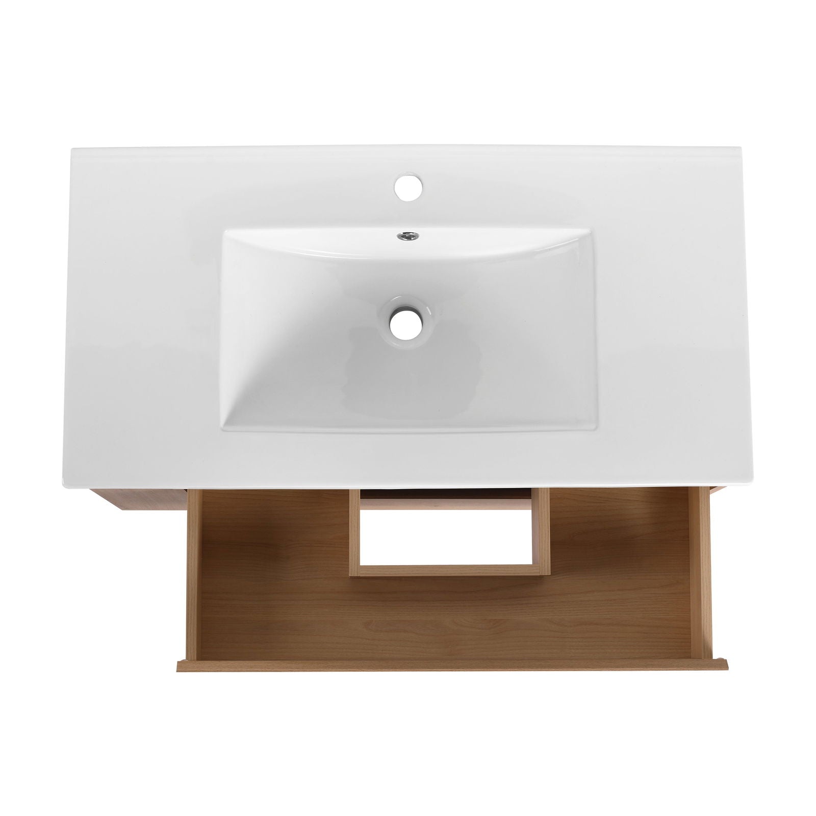 36" Wall Mounting Bathroom Vanity With Ceramic Sink, Soft Close Drawer himalipasal