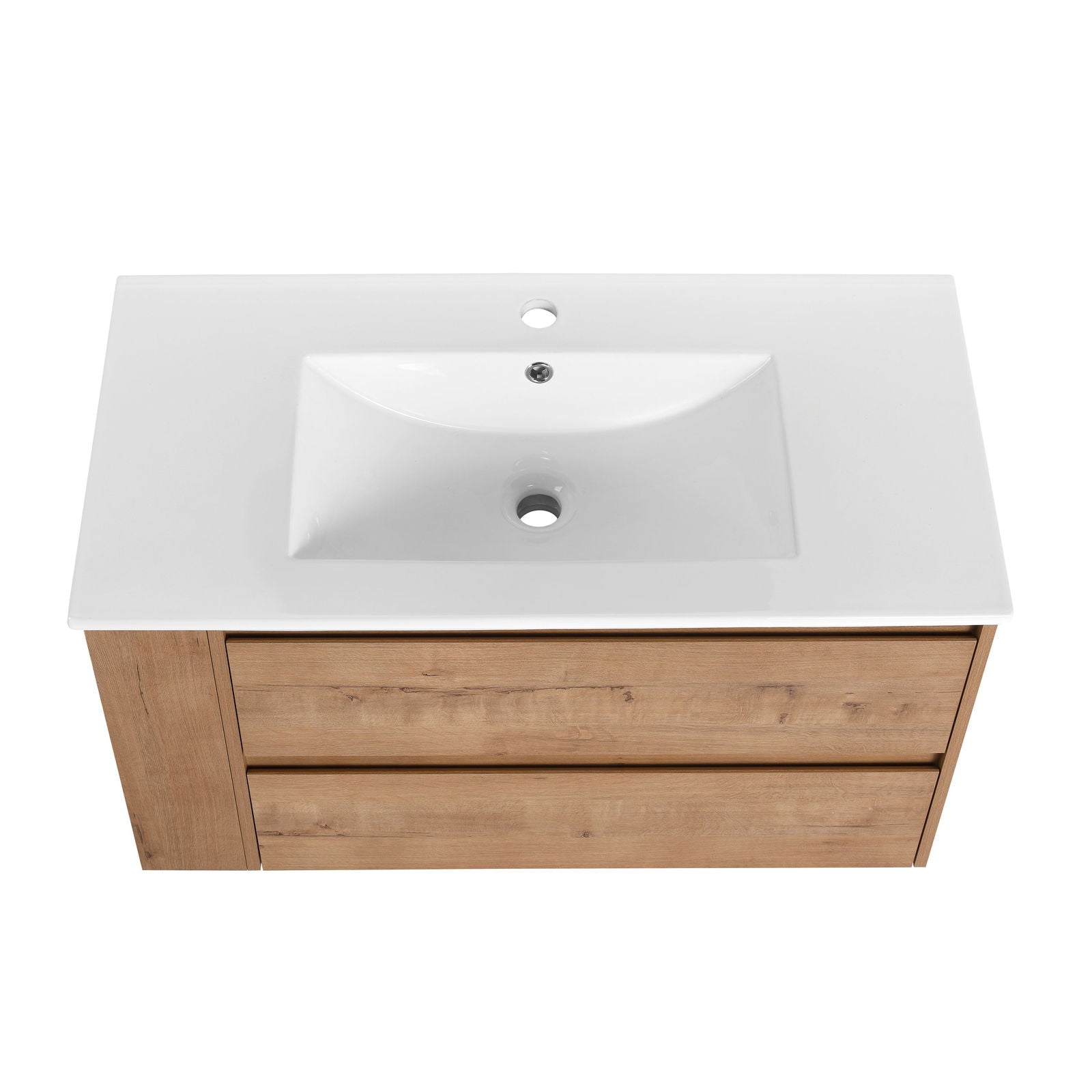 36" Wall Mounting Bathroom Vanity With Ceramic Sink, Soft Close Drawer himalipasal