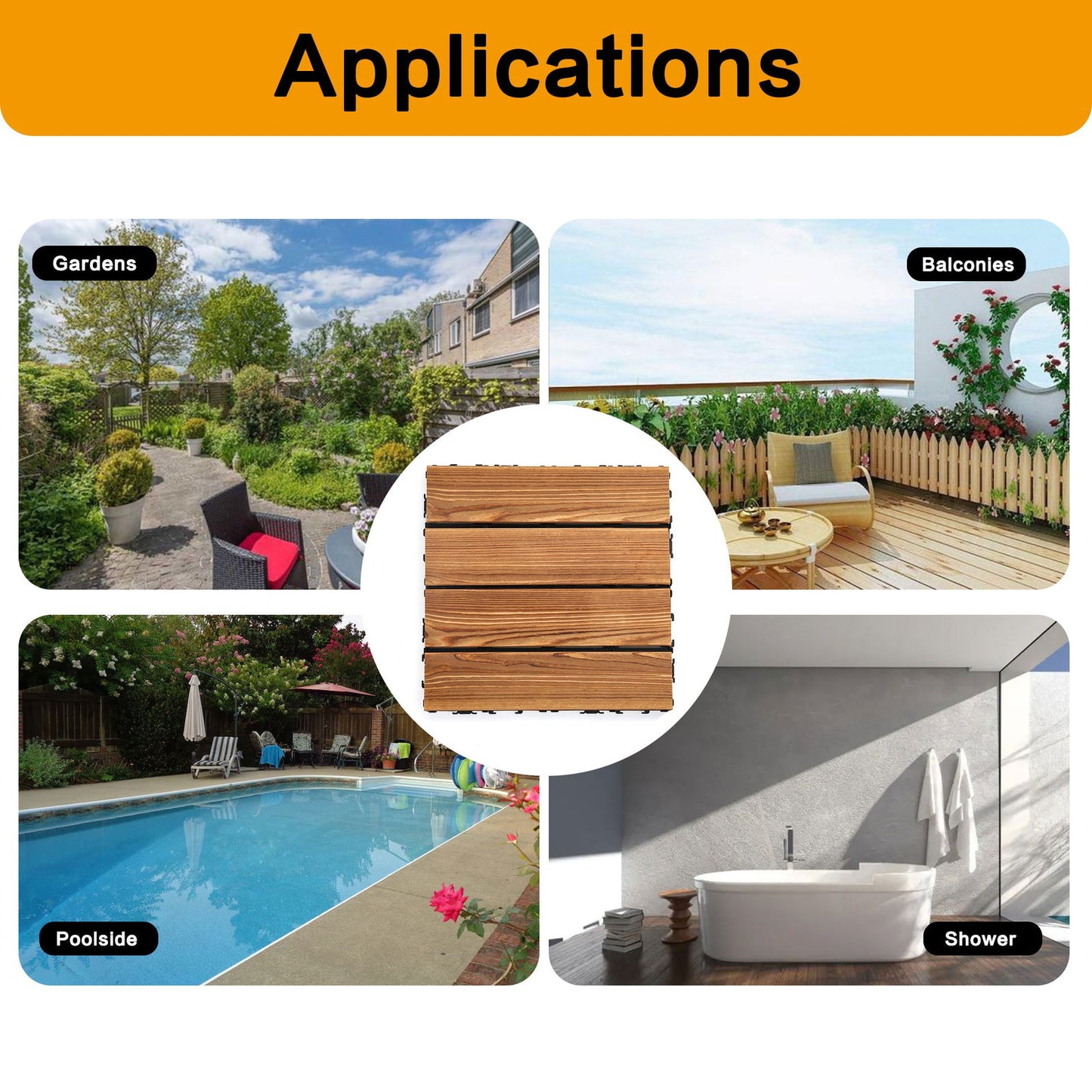 36pcs DIY wood-plastic carbonized floor, 8pcs simulated lawn, waterproof and sunscreen - transform your outdoor space! himalipasal