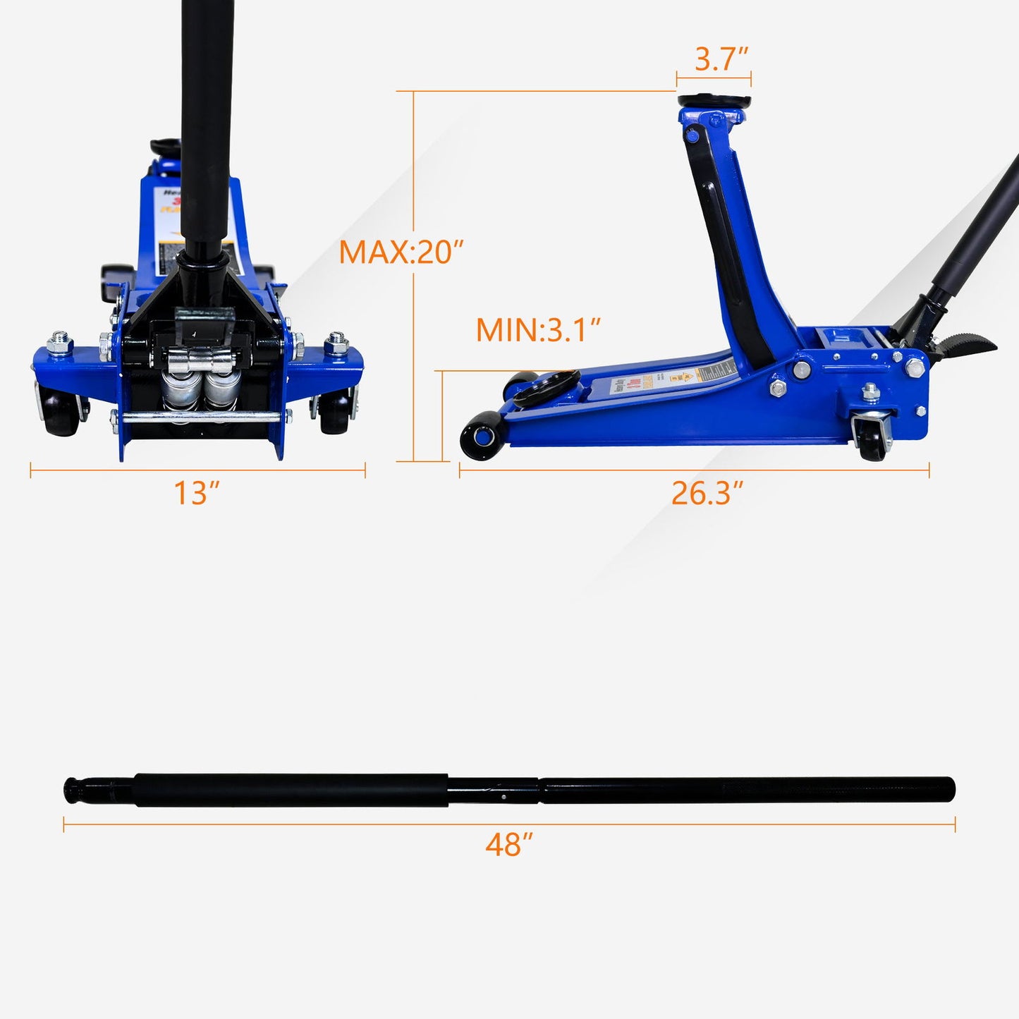 3T Heavy Duty Horizontal Double Pump Floor Jack Foot Model himalipasal