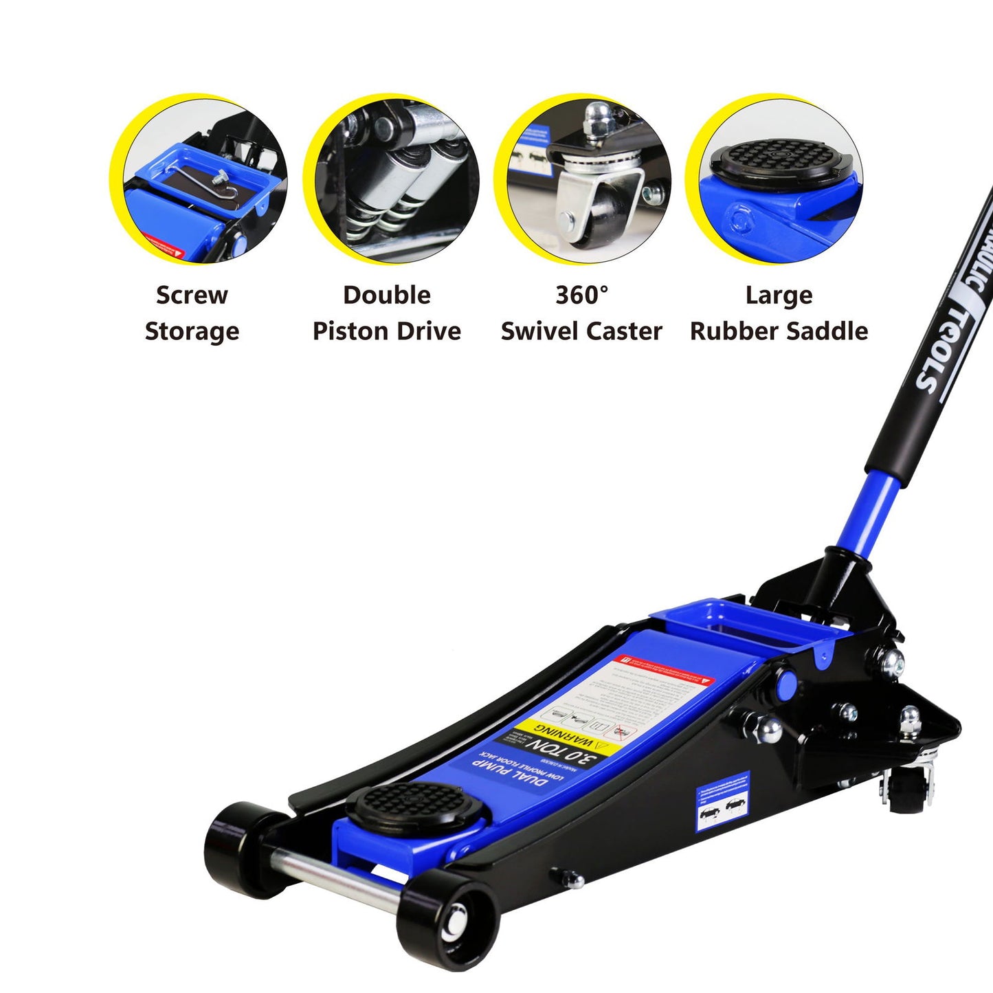 3t Low Profile Jack, Blue and Black, Ultra Low Floor Jack with Dual Pistons Quick Lift Pump, Car Jack Hydraulic AutoLifts for Home Garage, Truck Jack Hydraulic Lifting range 3.3"-19.7" himalipasal