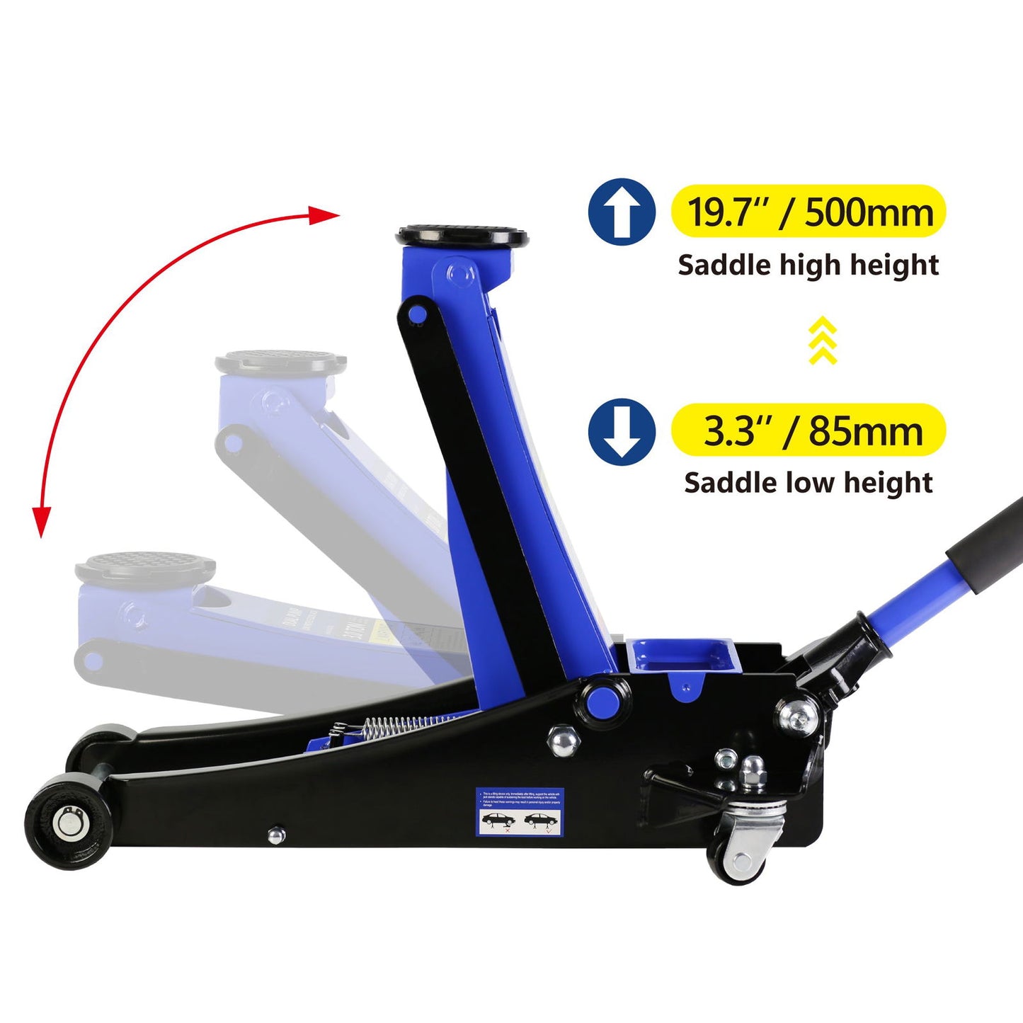 3t Low Profile Jack, Blue and Black, Ultra Low Floor Jack with Dual Pistons Quick Lift Pump, Car Jack Hydraulic AutoLifts for Home Garage, Truck Jack Hydraulic Lifting range 3.3"-19.7" himalipasal