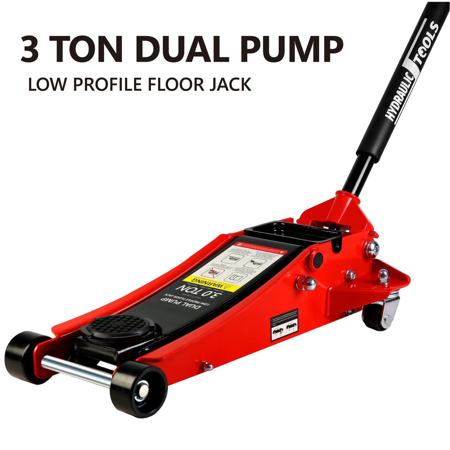 3t Low Profile Jack, Red and Black, Ultra Low Floor Jack with Dual Pistons Quick Lift Pump, Car Jack Hydraulic AutoLifts for Home Garage, Truck Jack Hydraulic Lifting range 3.3"-19.7" himalipasal