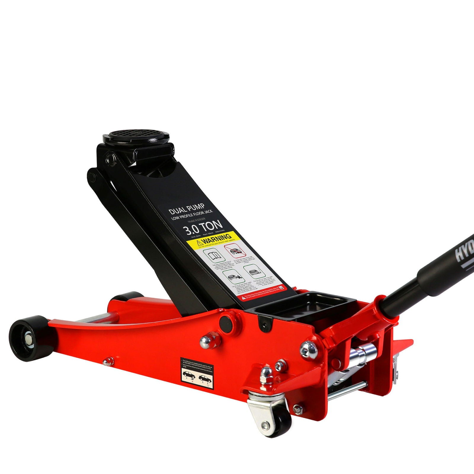 3t Low Profile Jack, Red and Black, Ultra Low Floor Jack with Dual Pistons Quick Lift Pump, Car Jack Hydraulic AutoLifts for Home Garage, Truck Jack Hydraulic Lifting range 3.3"-19.7" himalipasal