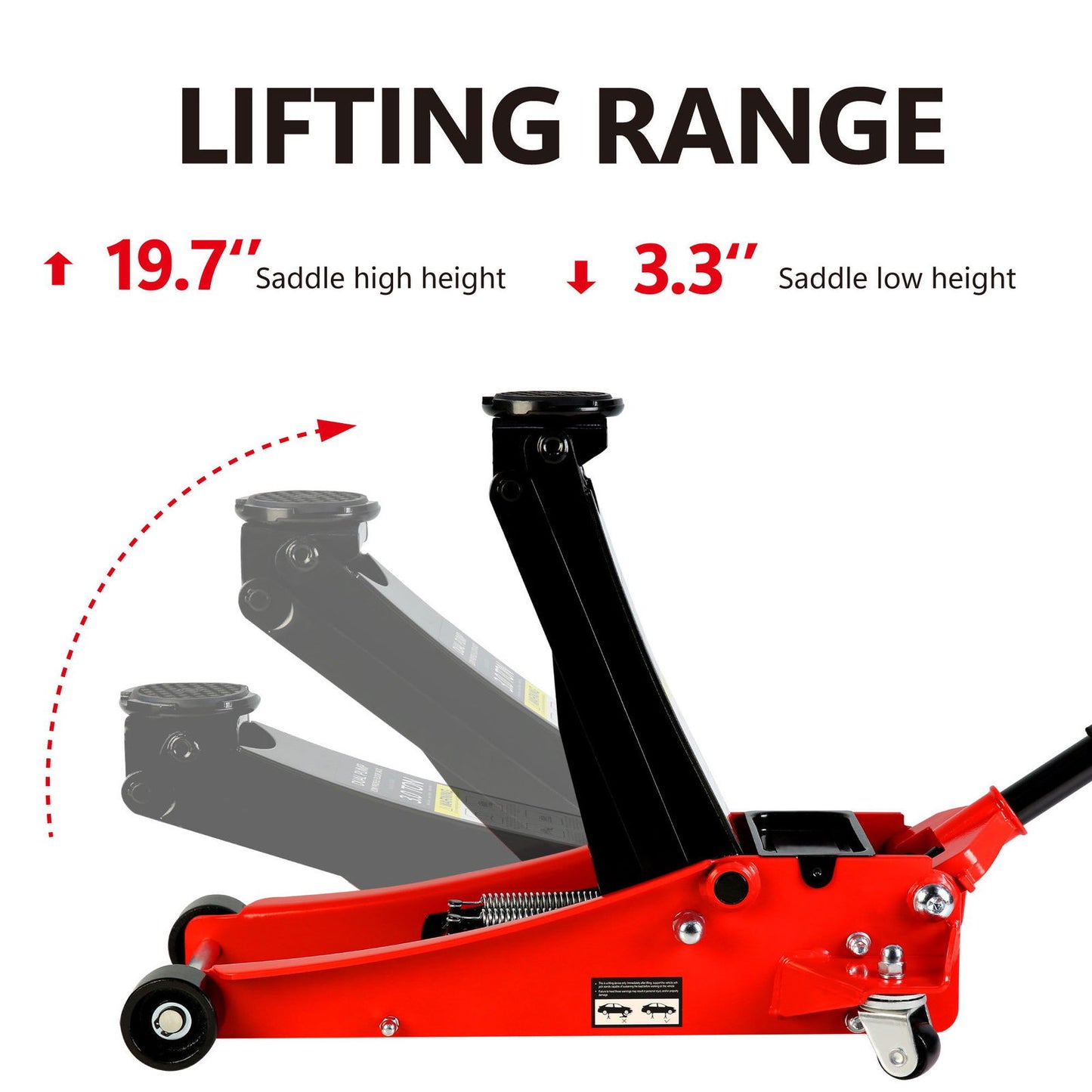 3t Low Profile Jack, Red and Black, Ultra Low Floor Jack with Dual Pistons Quick Lift Pump, Car Jack Hydraulic AutoLifts for Home Garage, Truck Jack Hydraulic Lifting range 3.3"-19.7" himalipasal