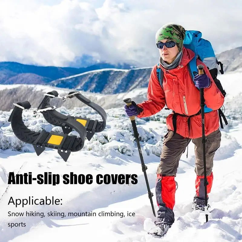 4 Teeth Crampon Mountaineering Snow Antiskid Crampon Shoe Cover Ice Grasping Skiing Claw Hiking Climbing Protection Gear himalipasal