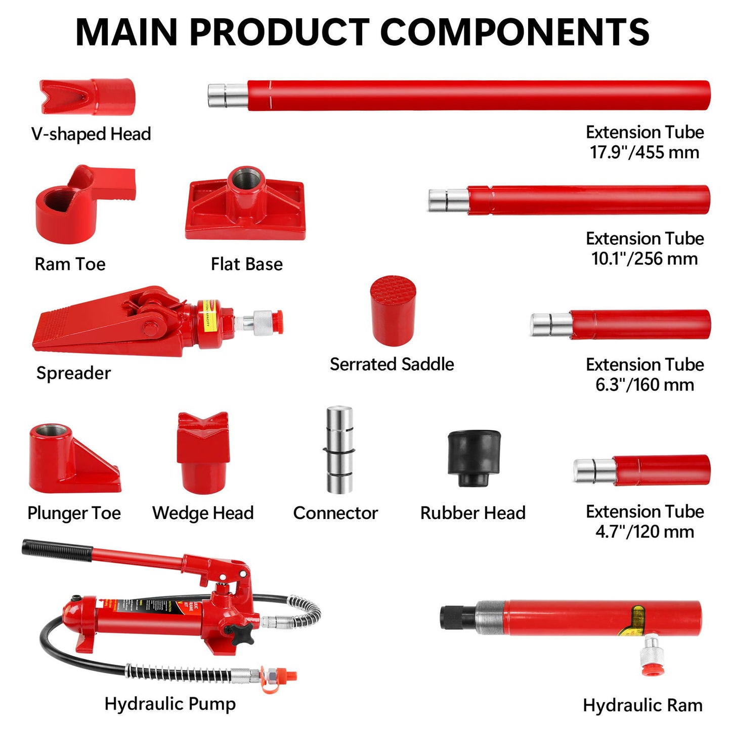 4 Ton Porta Power Kit, Portable Hydraulic Jack with Oil Hose, Auto Body Frame Repair Kit with Storage Case for Car Repair, Truck, Farm himalipasal