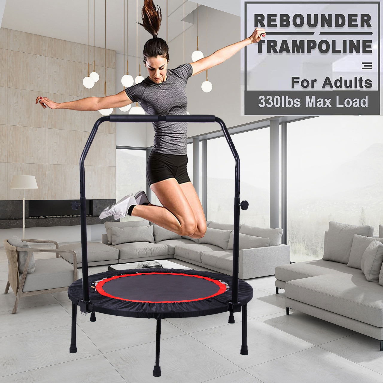 40 Inch Mini Exercise Trampoline for Adults or Kids Indoor Fitness Rebounder Trampoline with Safety Pad Max. Load 300LBS himalipasal