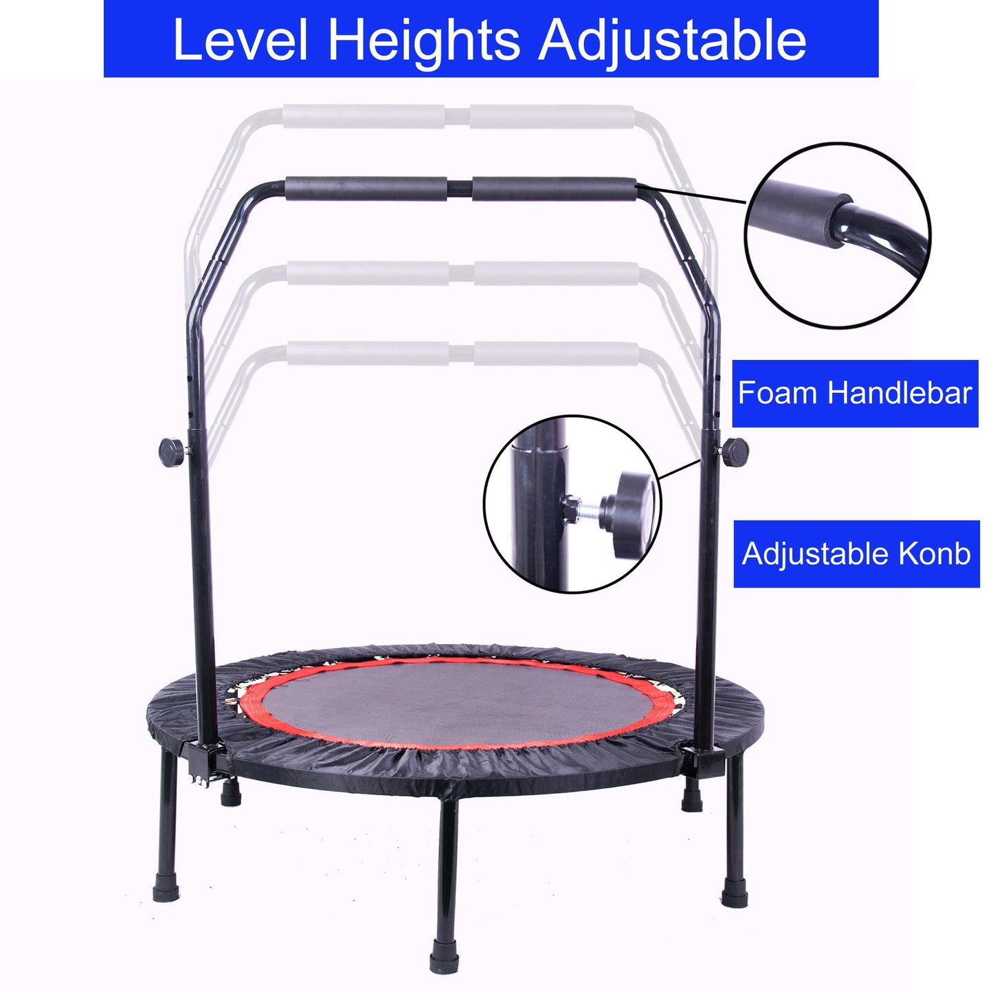 40 Inch Mini Exercise Trampoline for Adults or Kids Indoor Fitness Rebounder Trampoline with Safety Pad Max. Load 300LBS himalipasal