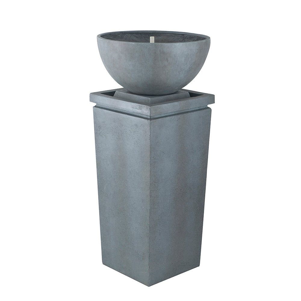 44.5" Polyresin Gray Zen Bowl Water Fountain, Outdoor Bird Feeder /Bath Fountains, Relaxing Water Feature for Garden Lawn Backyard Porch himalipasal