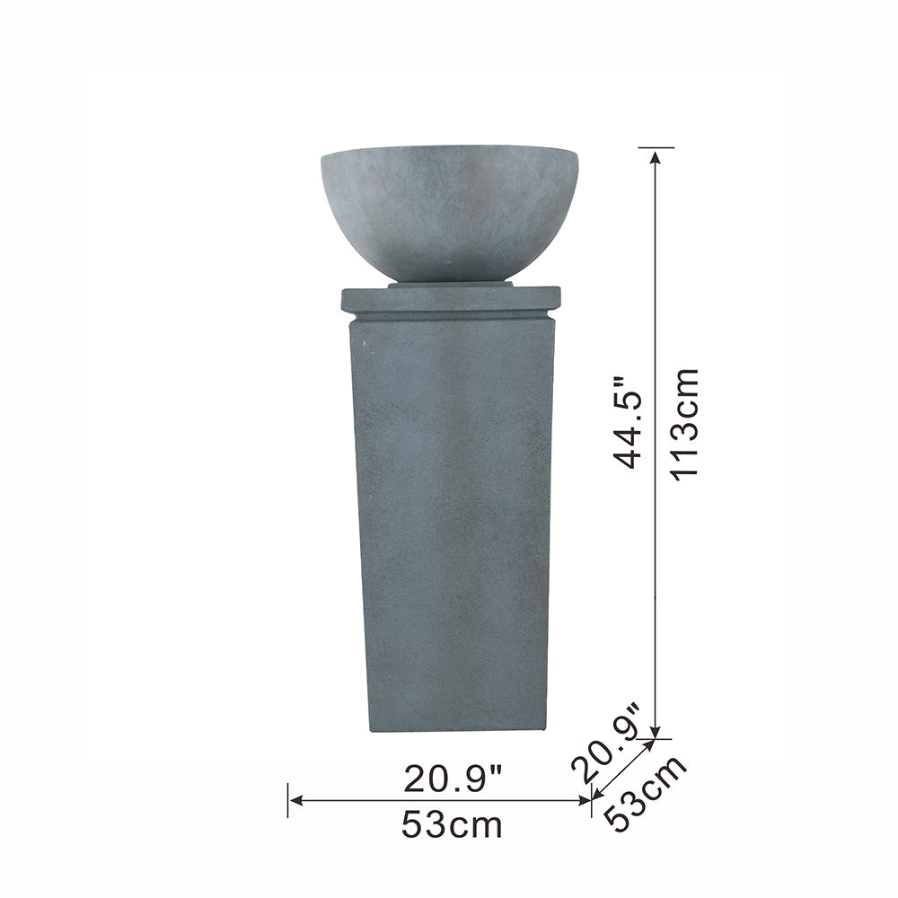 44.5" Polyresin Gray Zen Bowl Water Fountain, Outdoor Bird Feeder /Bath Fountains, Relaxing Water Feature for Garden Lawn Backyard Porch himalipasal