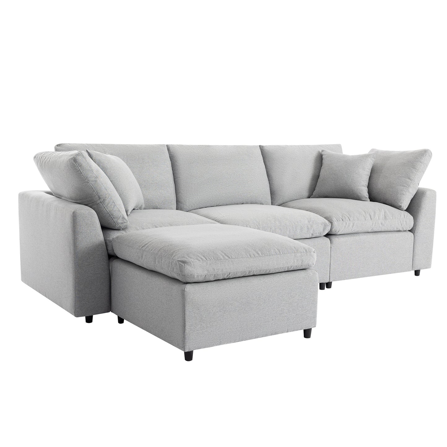 [ Video Provided]U_STYLE Down Filled Upholstery Convertible Sectional Sofa, L Shaped Couch with Reversible Chaise